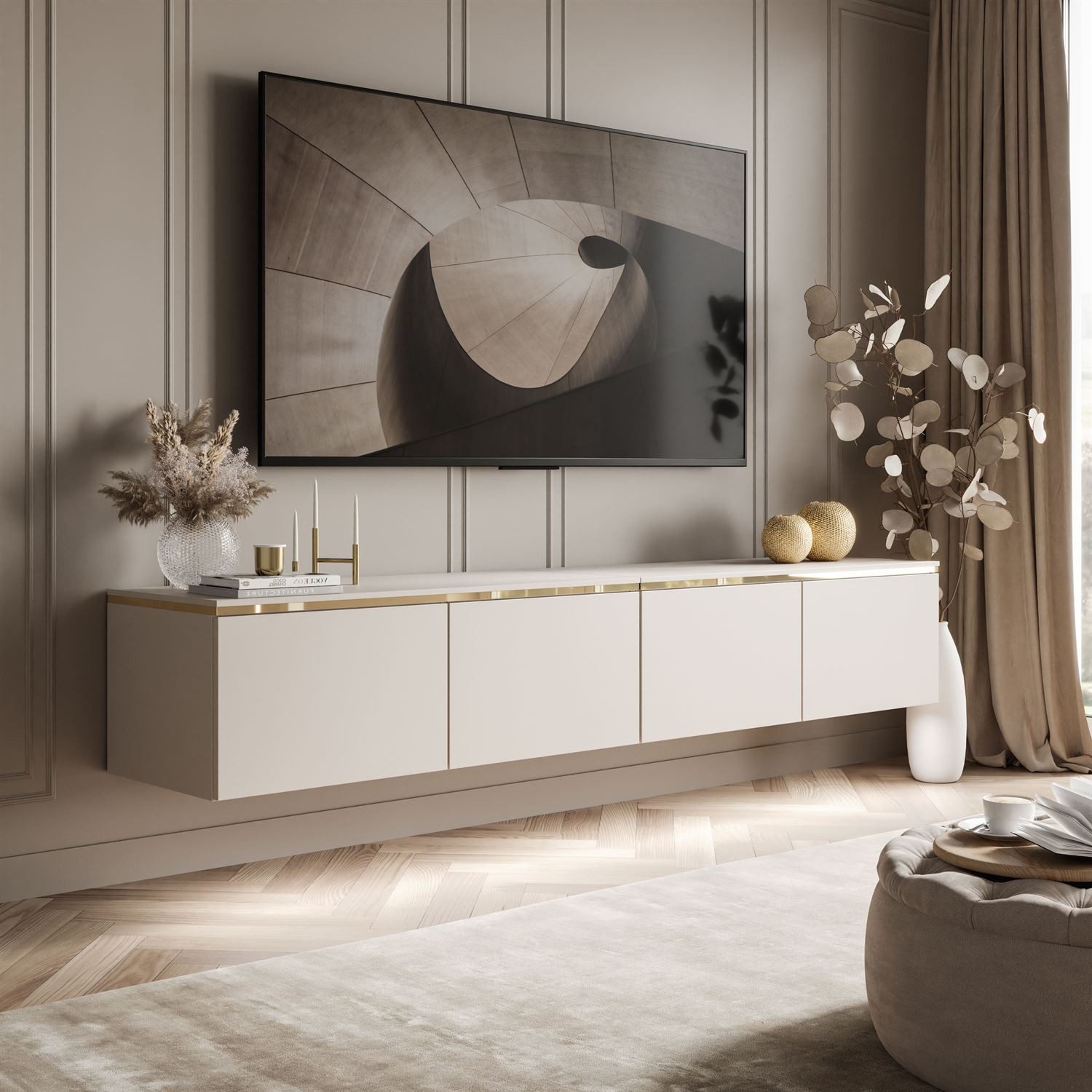 Lookway TV-Schrank CELINE KASCHMIR Hangender TV-Lowboard mit LED-Beleuchtun günstig online kaufen