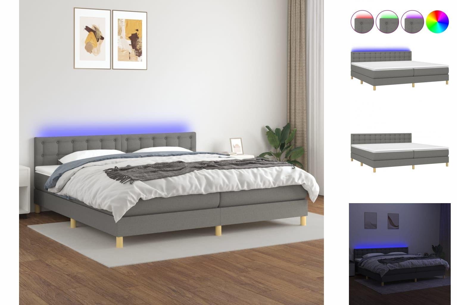 vidaXL Boxspringbett Boxspringbett mit Matratze LED Dunkelgrau 200x200 cm S günstig online kaufen