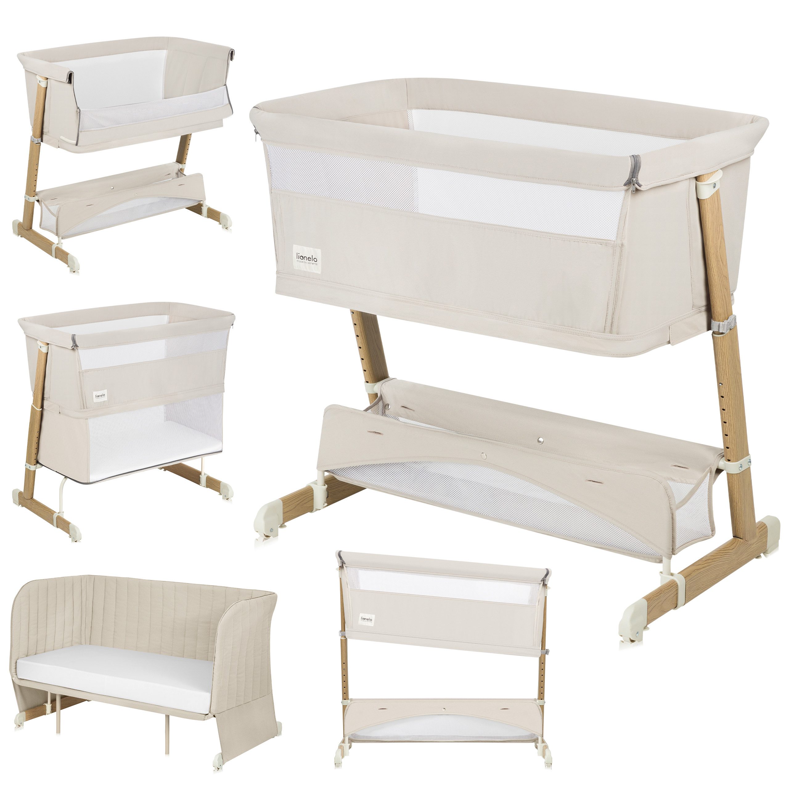 lionelo Baby-Reisebett THOMI PLUS, 5-in-1-Bett/Sofa/7 Verstellstufen/2 Rollen