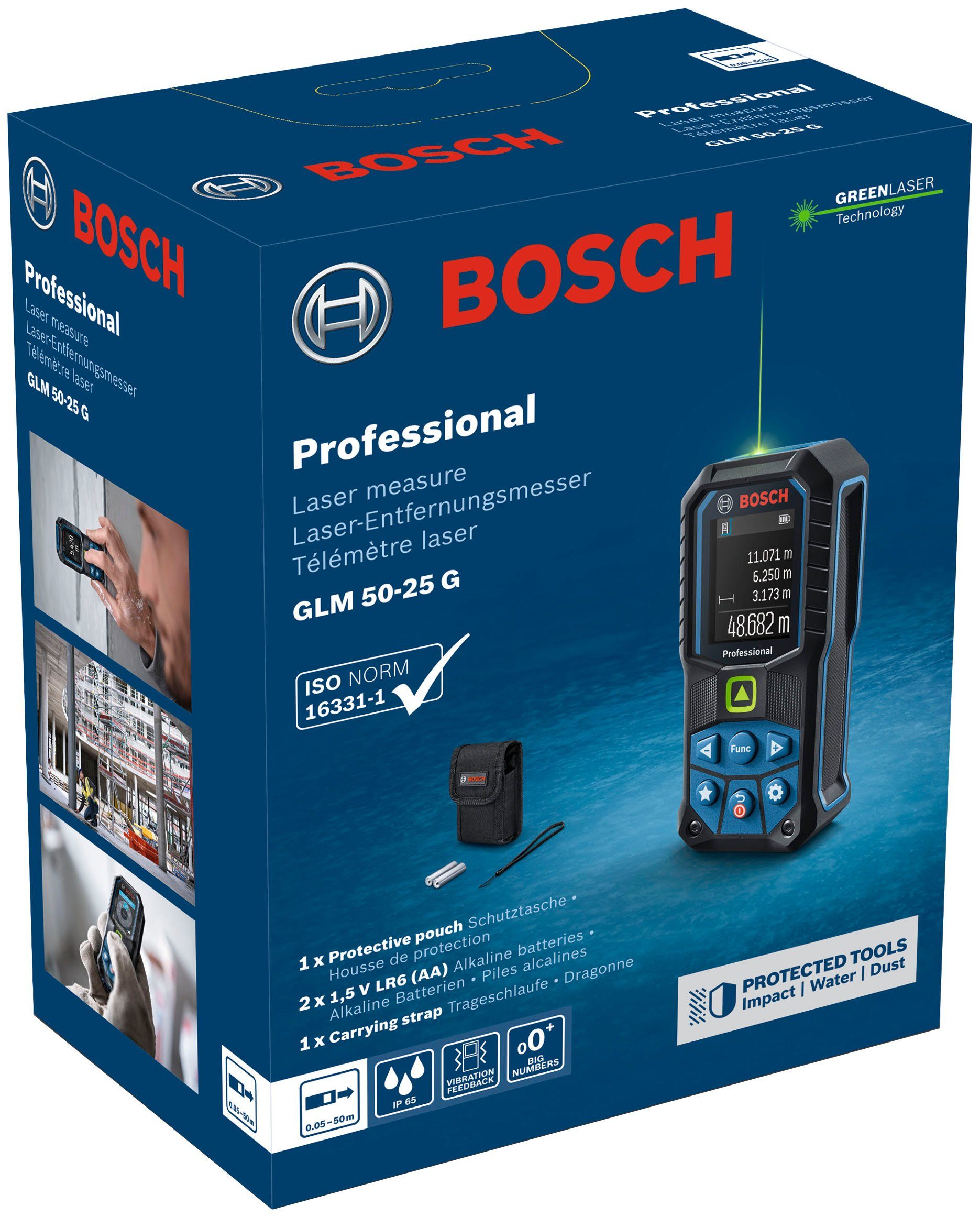 Baustellenbedingungen, leicht Bosch Entfernungsmesser Professional anpassbar 50-25 raue G, GLM für