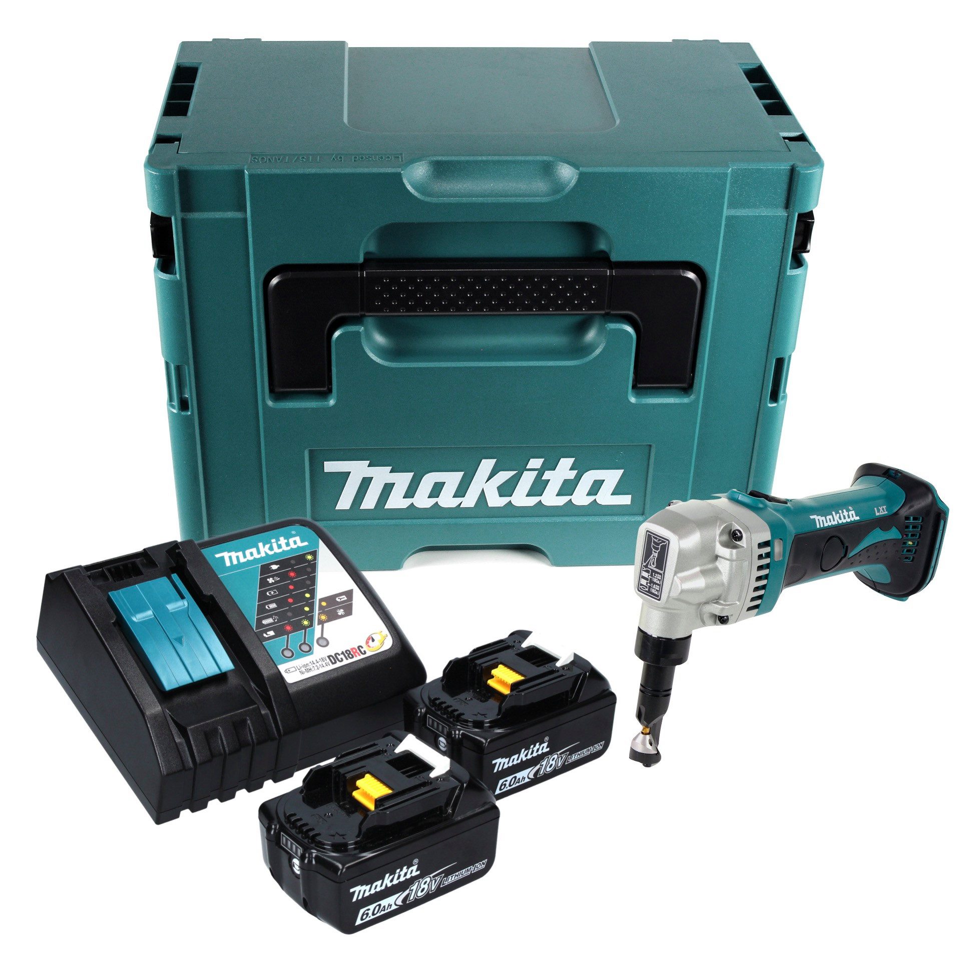 Makita Akku-Knabber DJN 161 RGJ Akku Knabberschere 18 V + 2x Akku 6,0 Ah + Ladegerät