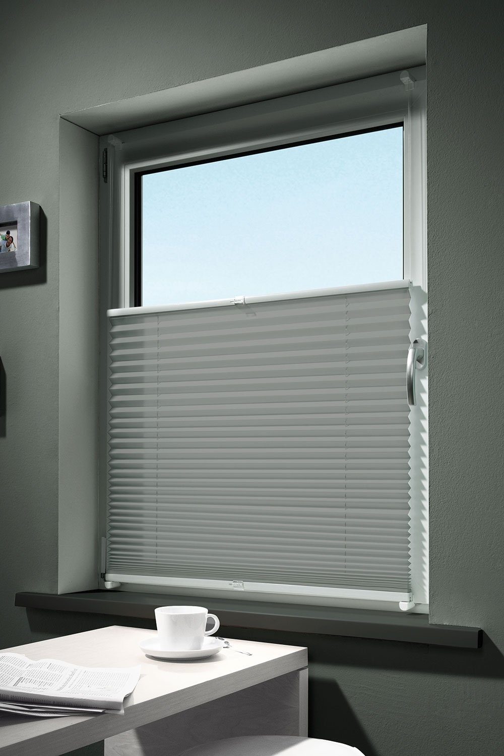 mydeco Plissee FREE, Plissee, Hellgrau, B 110 x H 130 cm, ohne Bohren, Klemmfix