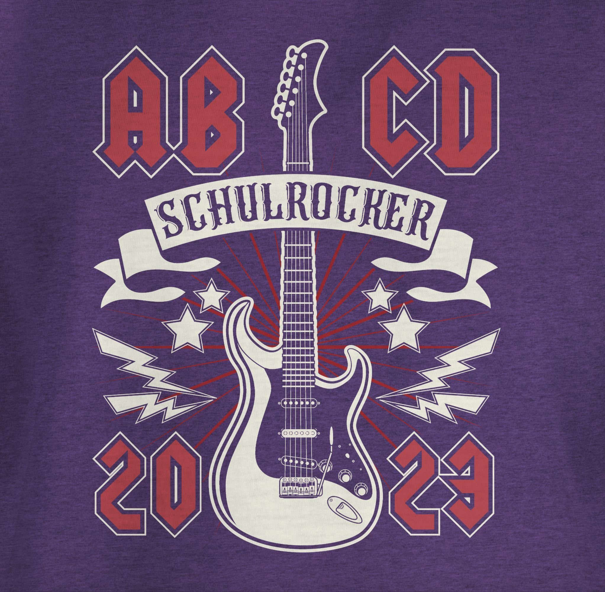 ABCD 1 T-Shirt Einschulung Meliert Schulrocker Shirtracer Mädchen Lila