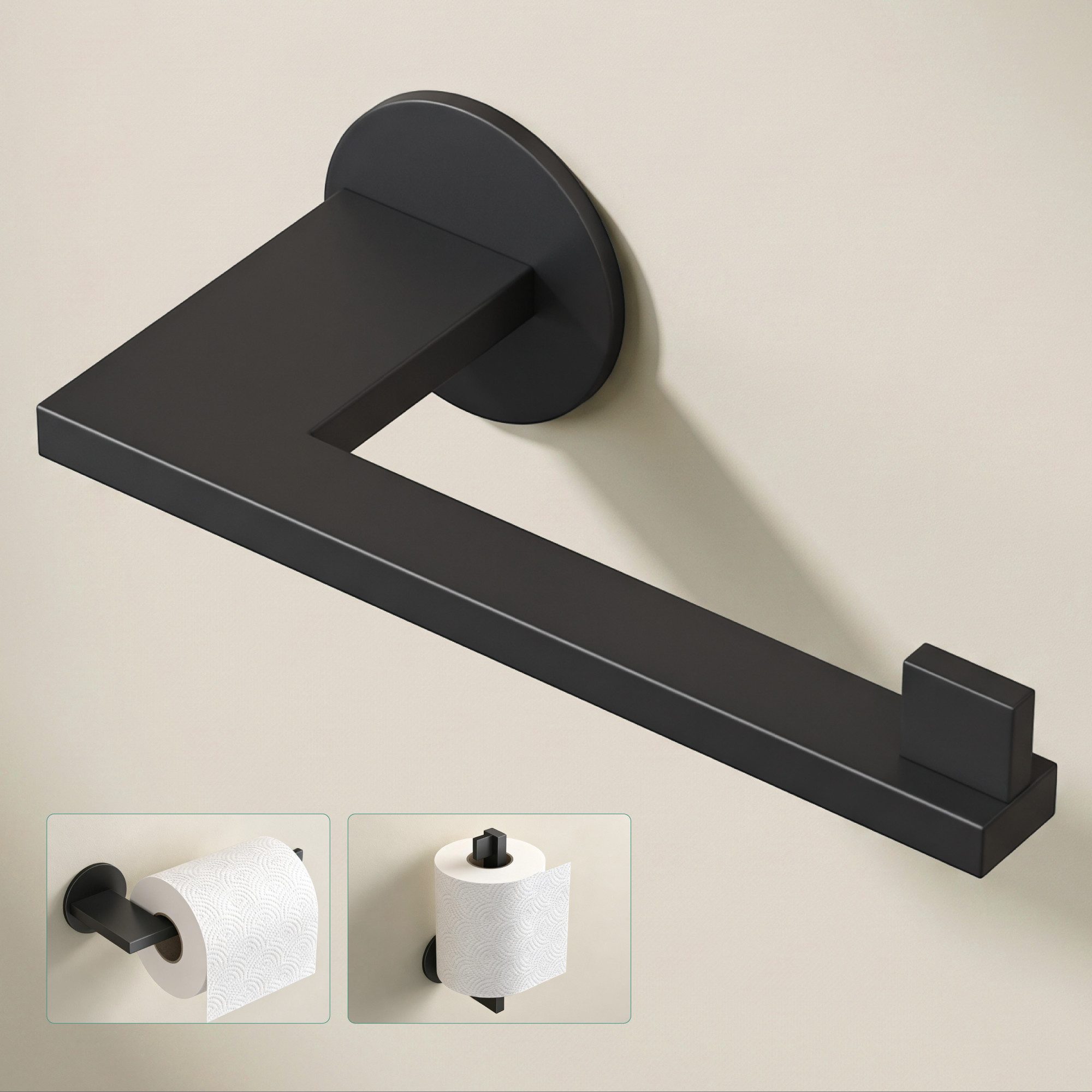 Mai & Mai Toilettenpapierhalter Klopapierhalter Rollenhalter WC aus Edelstahl 185mm Lino-04, Endehaken