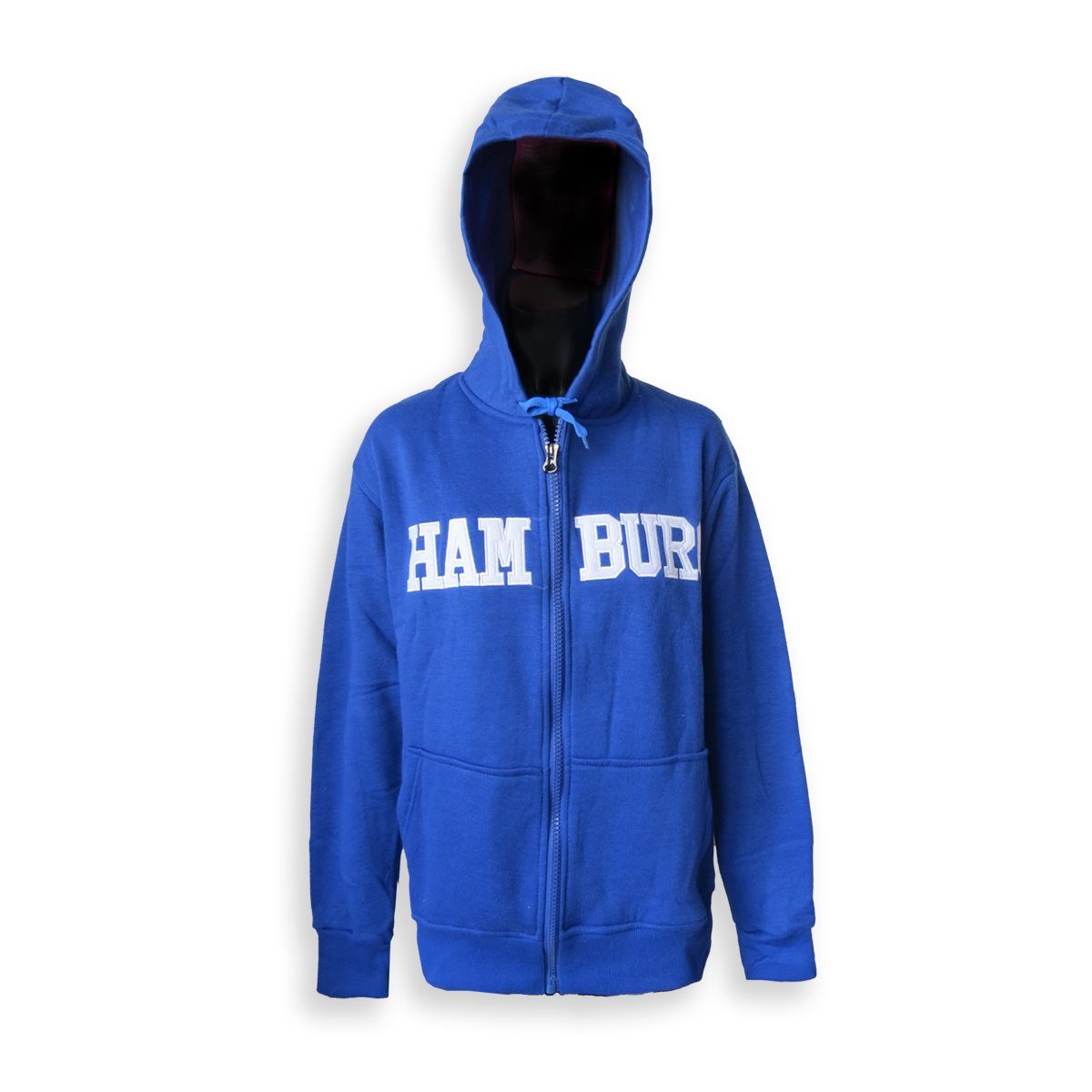 "Hamburg" Damen royalblau Originelli Hoodie Sonia Sweatjacke unifarben T-Shirt bestickt