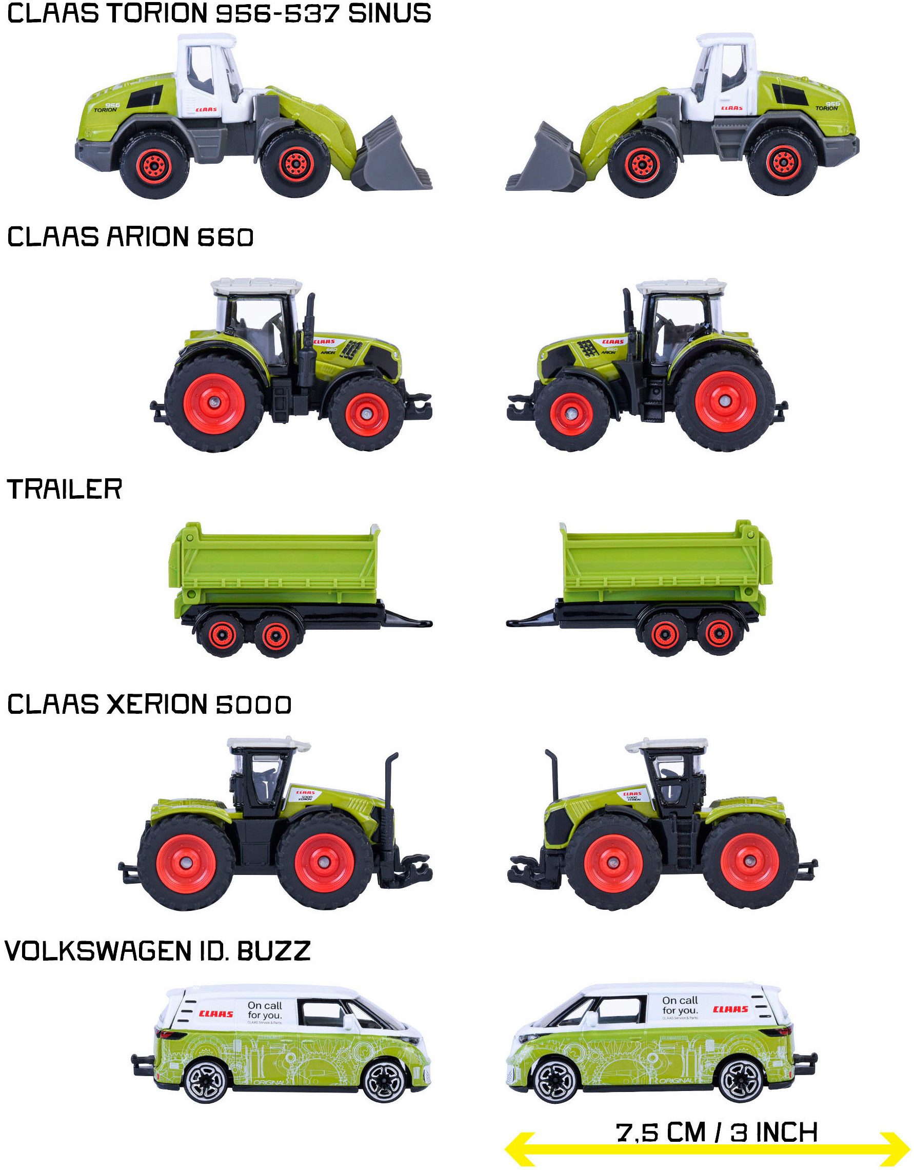 majORETTE Spielzeug-Traktor Claas Farm 5 Pieces Giftpack, (Set, 5-tlg)