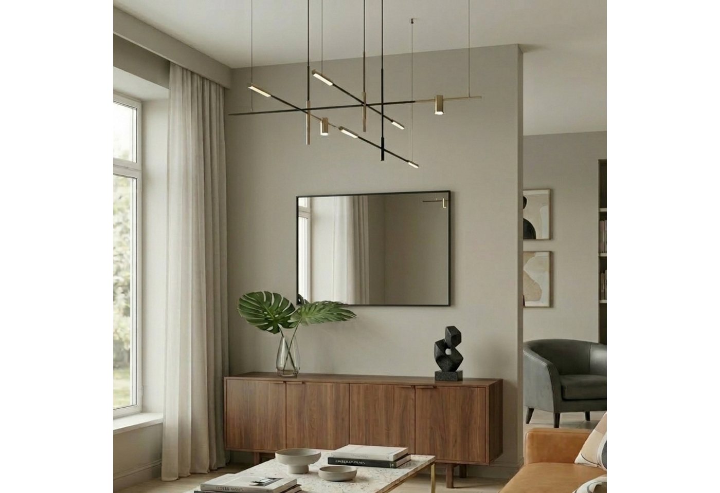 SCENA LIVING Wandspiegel Hängender Spiegel SKARP, rechteckig, 60 x 80 cm, Minimalistischer Dekospiegel