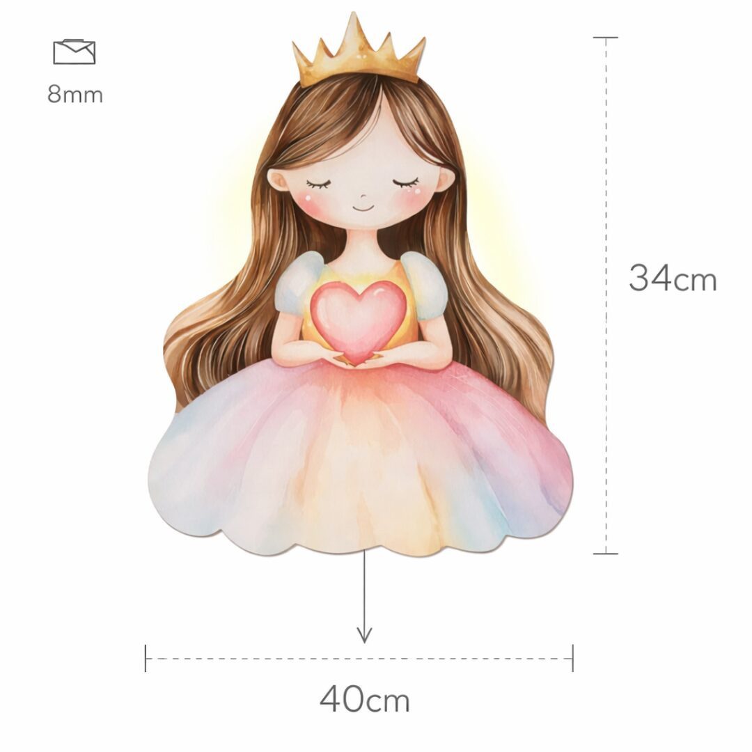 COZYCOLLECTIONS LED Wandleuchte Prinzessin Herz Nachtlicht Kinderzimmer, LED, Warmweiß, Montessori-inspiriertes Prinzessinnenlicht mit Herzmotiv