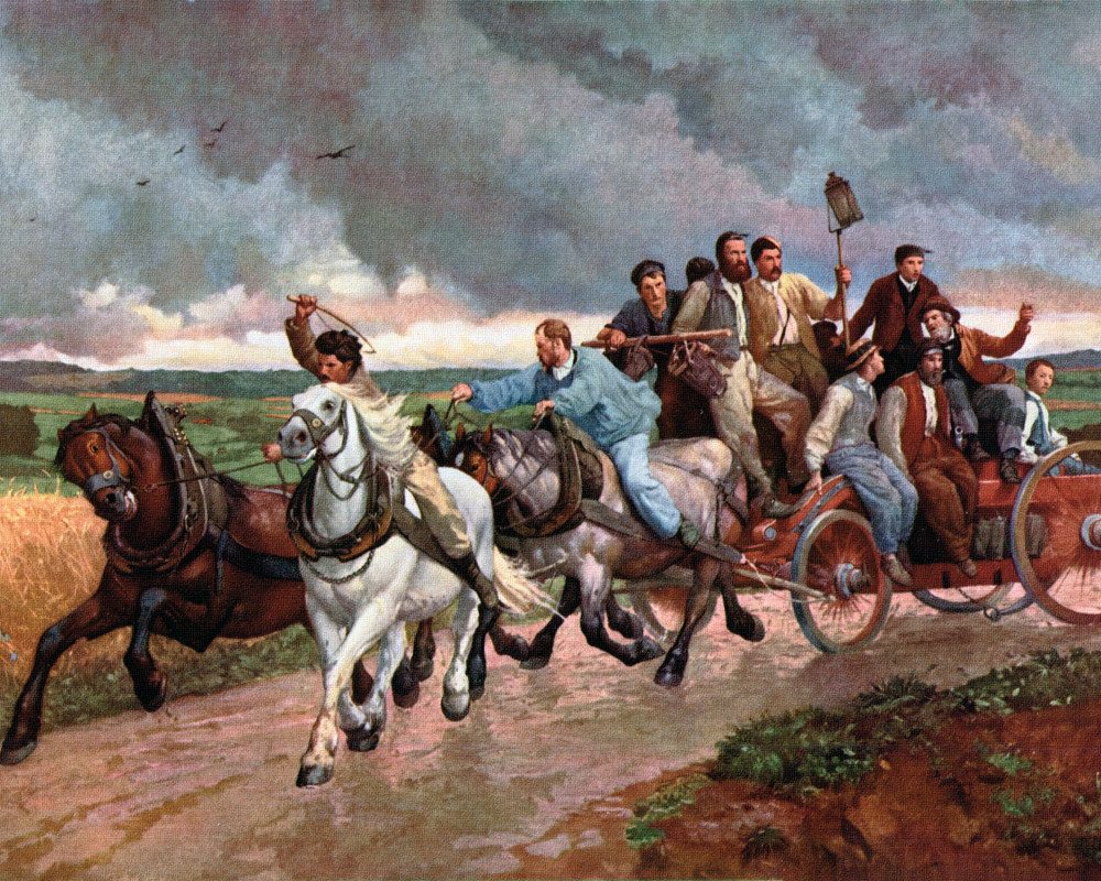 Poster EugÃ¨ne Burnand Kunstdruck Bild - Feuernot (40 x 50 cm)
