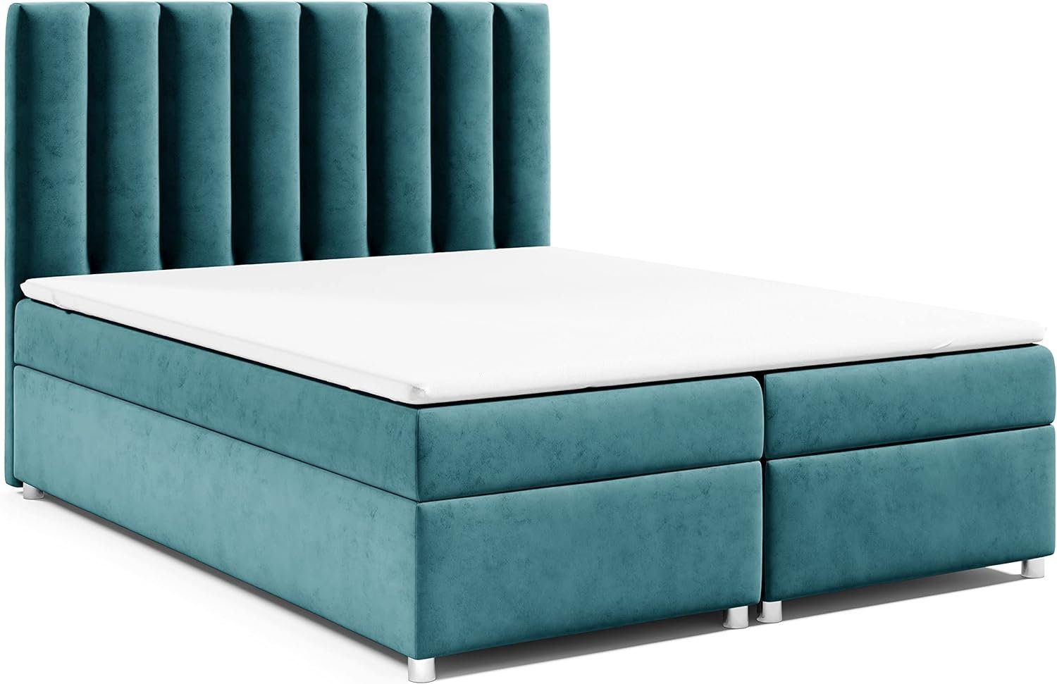 Best for Home Boxspringbett mit Bettkasten Trinity K-10 Bonellfederkern mit Stauraum + 7 cm Topper (Bonell-Matratze, gepolstertes Kopfteil, Doppelbett versch. Größen, 140x200 160x200 180x200 200x200 cm), Handwerksqualität, TOP Preis-Leistungs-Verhältnis
