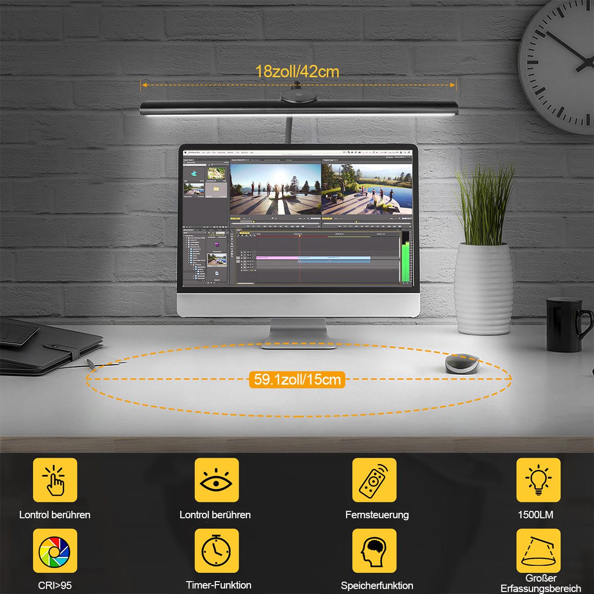 DOPWii LED Schreibtischlampe 46cm LED Tischleuchte mit verstellbarem Arm, 8 günstig online kaufen