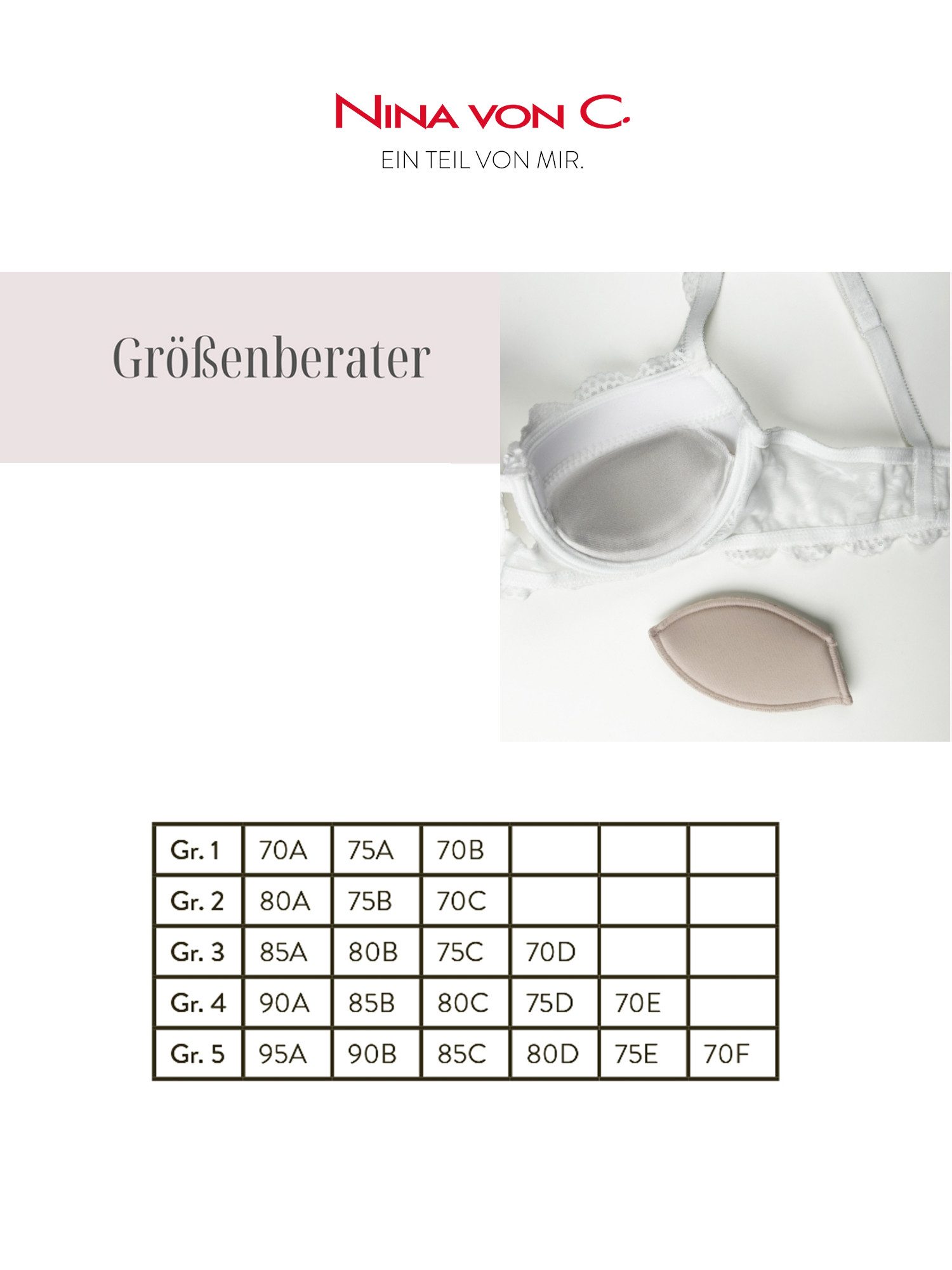 Nina Von C. BH-Push-up-Einlagen Super Push up Pads Silver Edition (Packung), Größe 3: 85A, 80B, 75C, 70D – Bild 4 von 4