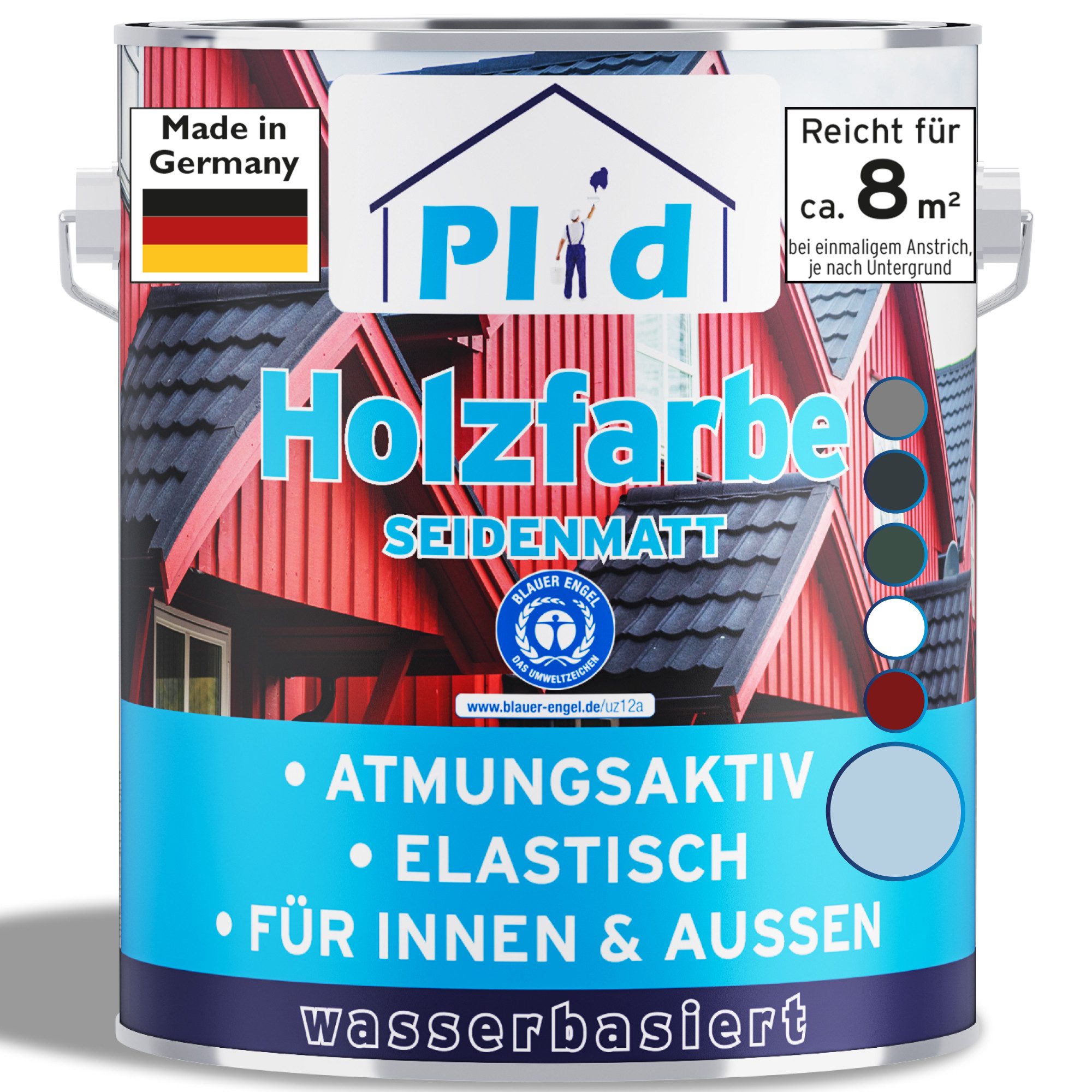 plid Holzlack Holzfarbe Holzlack Schwedenhausfarbe Landhausfarbe Dauerschutzfarbe, Schnelltrocknend, verarbeitungsfertig