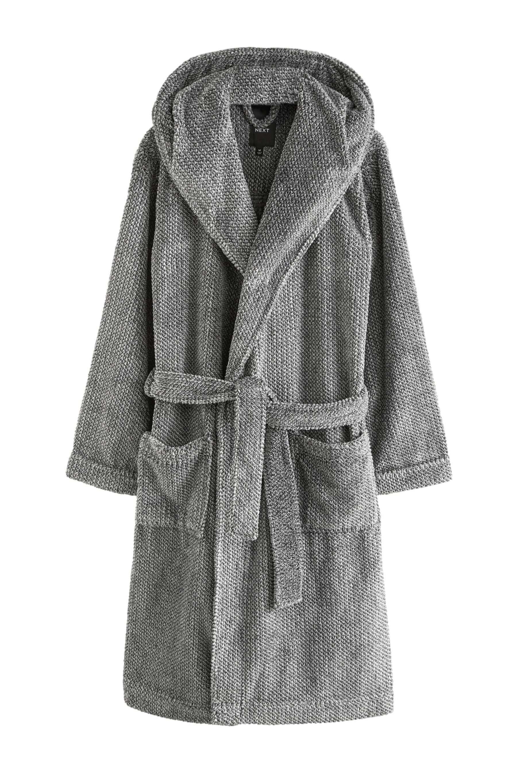 Herrenbademantel Morgenmantel mit Kapuze aus Fleece