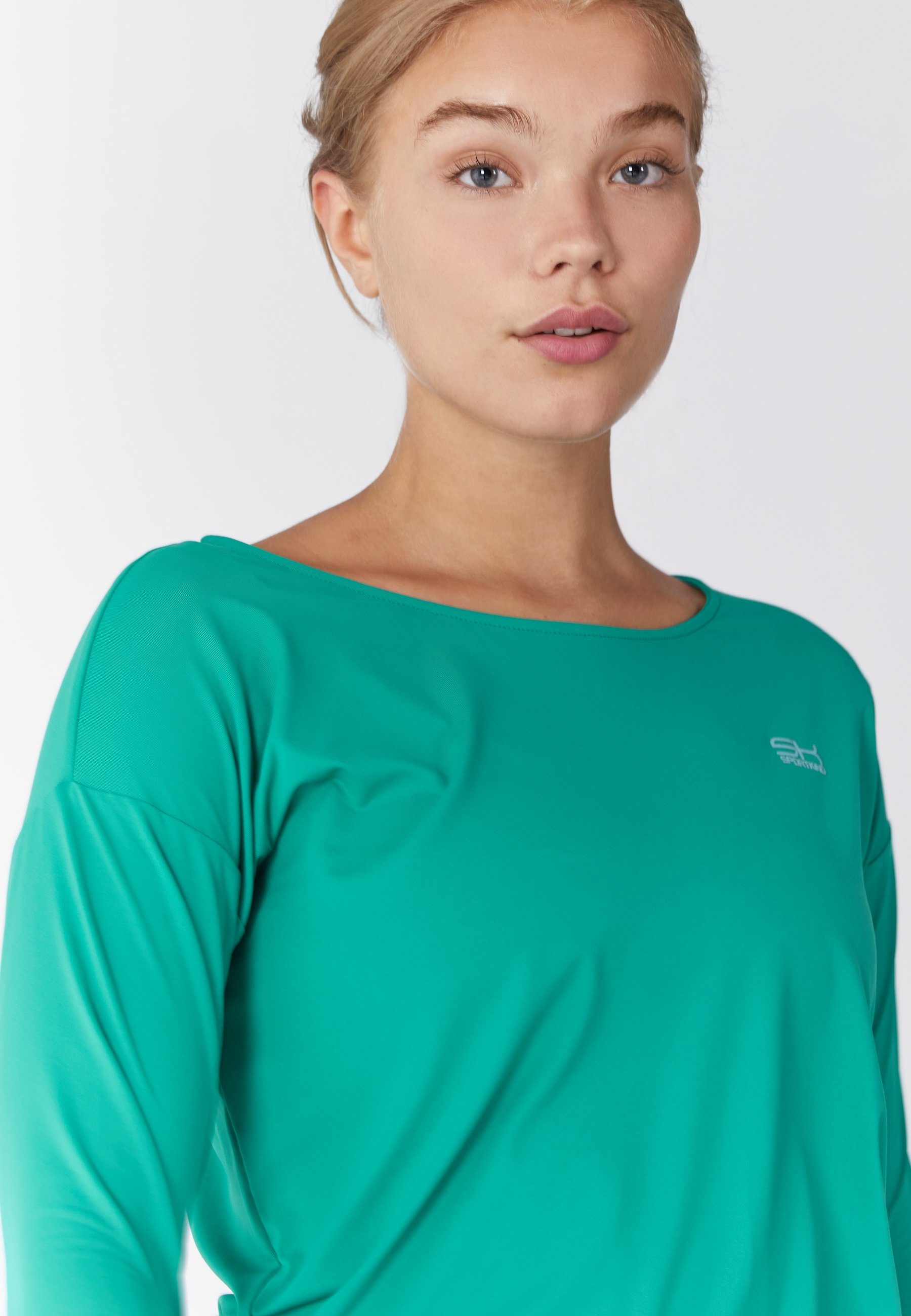 Loose Shirt smaragd & SPORTKIND 3/4 Mädchen Damen Funktionsshirt Tennis grün Fit