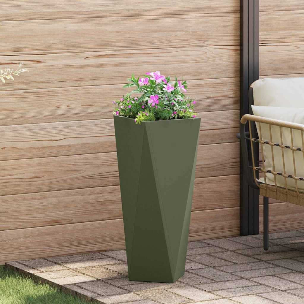 vidaXL Blumentopf Pflanzkübel Olive Grün 30 x 30 x 75 cm Stahl (1 St)