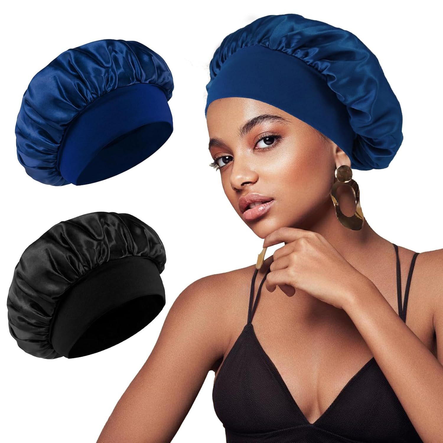 Coonoor Duschhaube 2/4 Stück Haarhaube Bonnet Verstellbarem Schlafhaube für Damen Herren