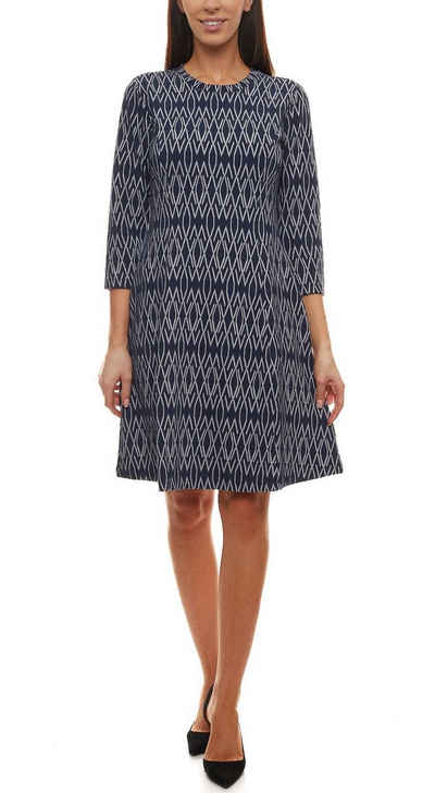 Aniston by BAUR Sommerkleid Aniston SELECTED Midi-Kleid klassisches Damen Freizeit-Kleid mit Musterprint Maschen-Kleid Navy