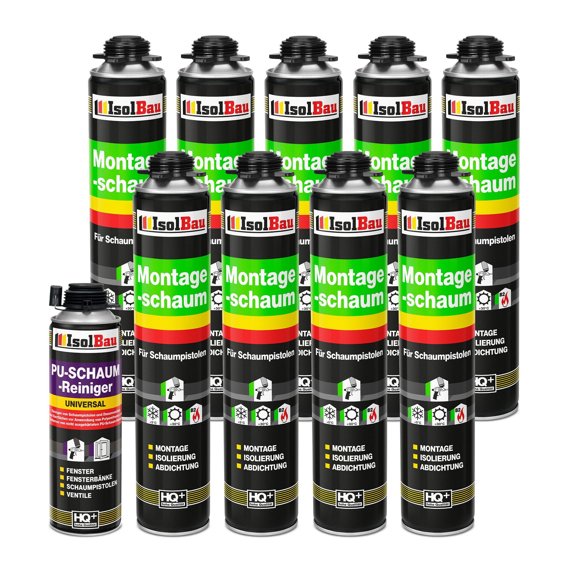 Fenster SET Pistolenschaum 9 x 750 ml PU-Schaum-Schaumpistole Dämmen