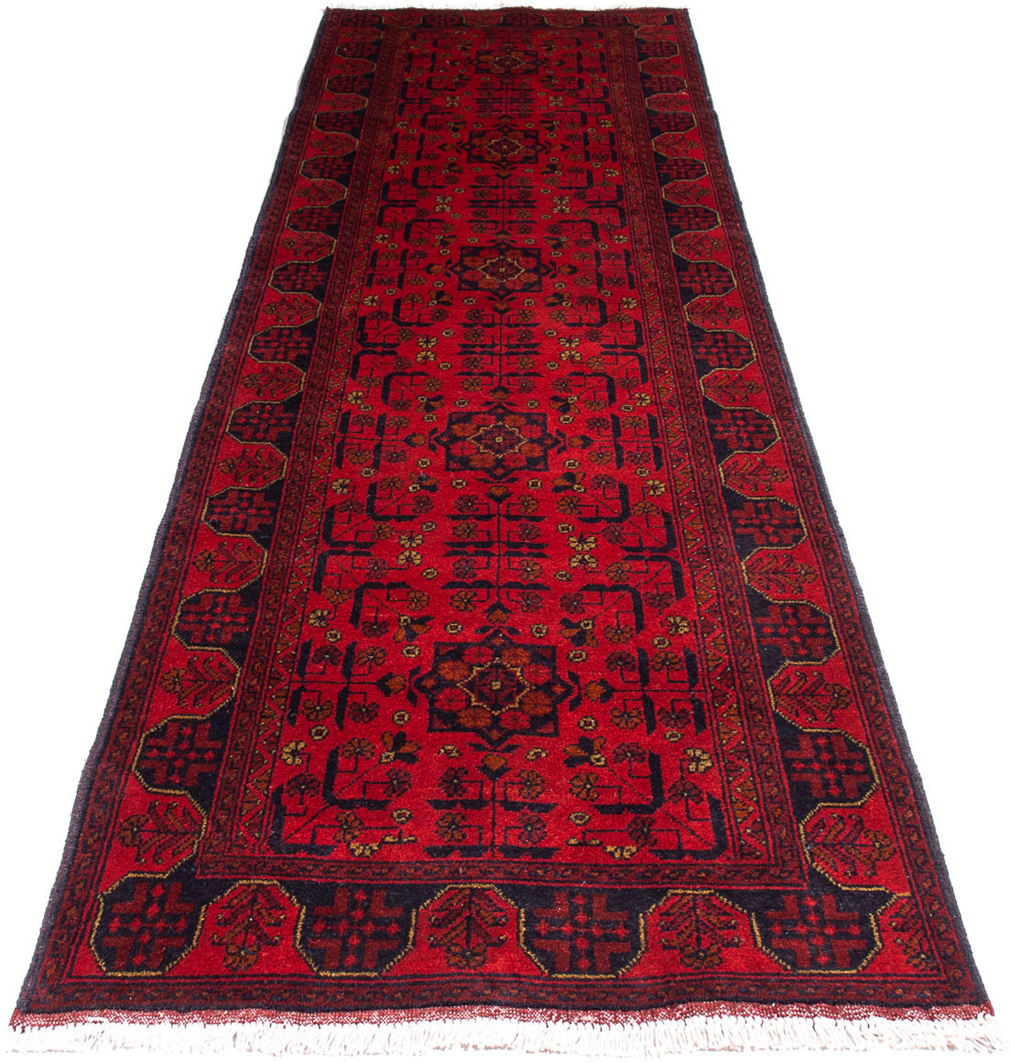 Orientteppich Afghan - Kunduz - 294 x 82 cm - dunkelrot, morgenland, rechteckig, Höhe: 7 mm, Wohnzimmer, Handgeknüpft, Einzelstück mit Zertifikat