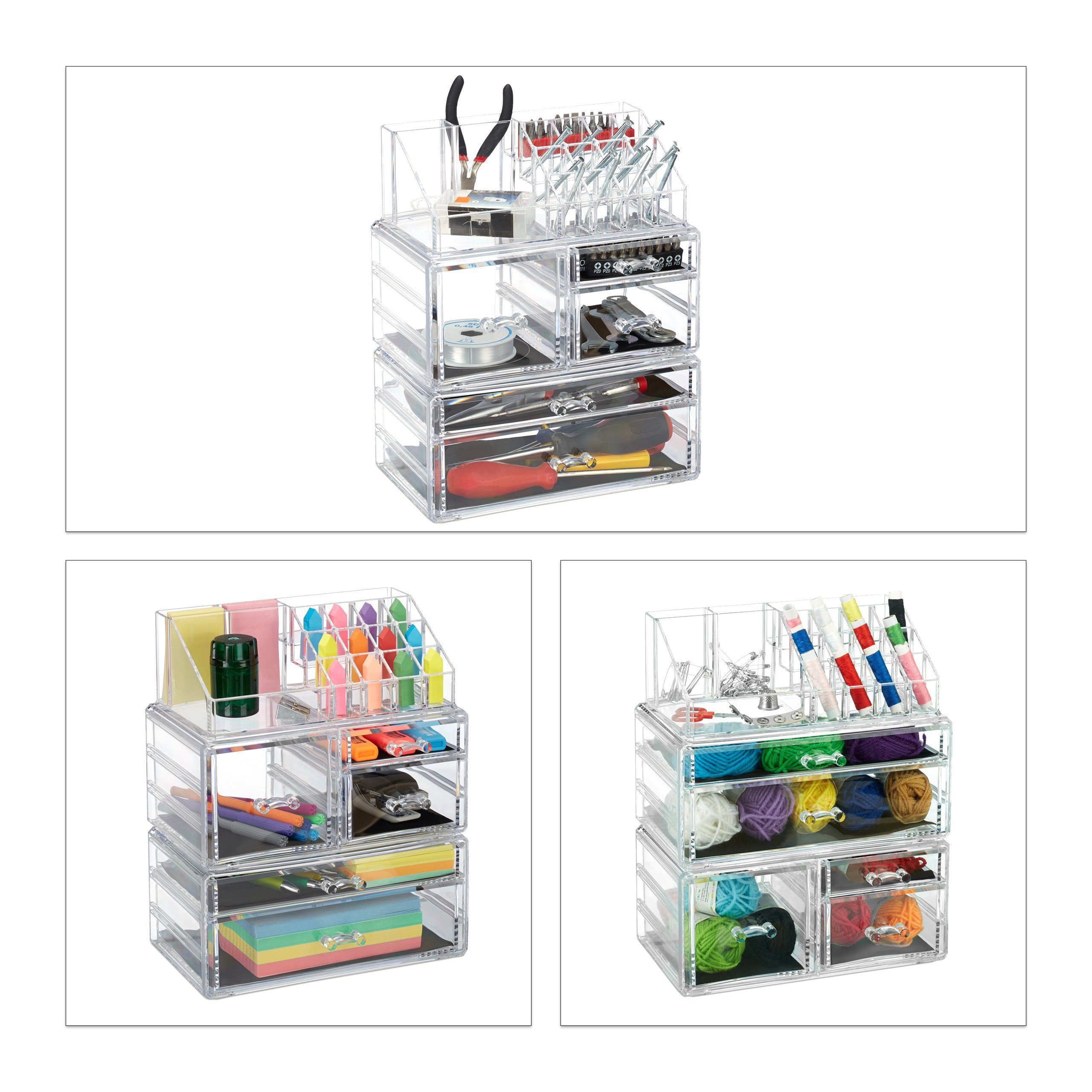relaxdays Make-Up Organizer Acryl Make Up Organizer mit 21 Fächern, transparent