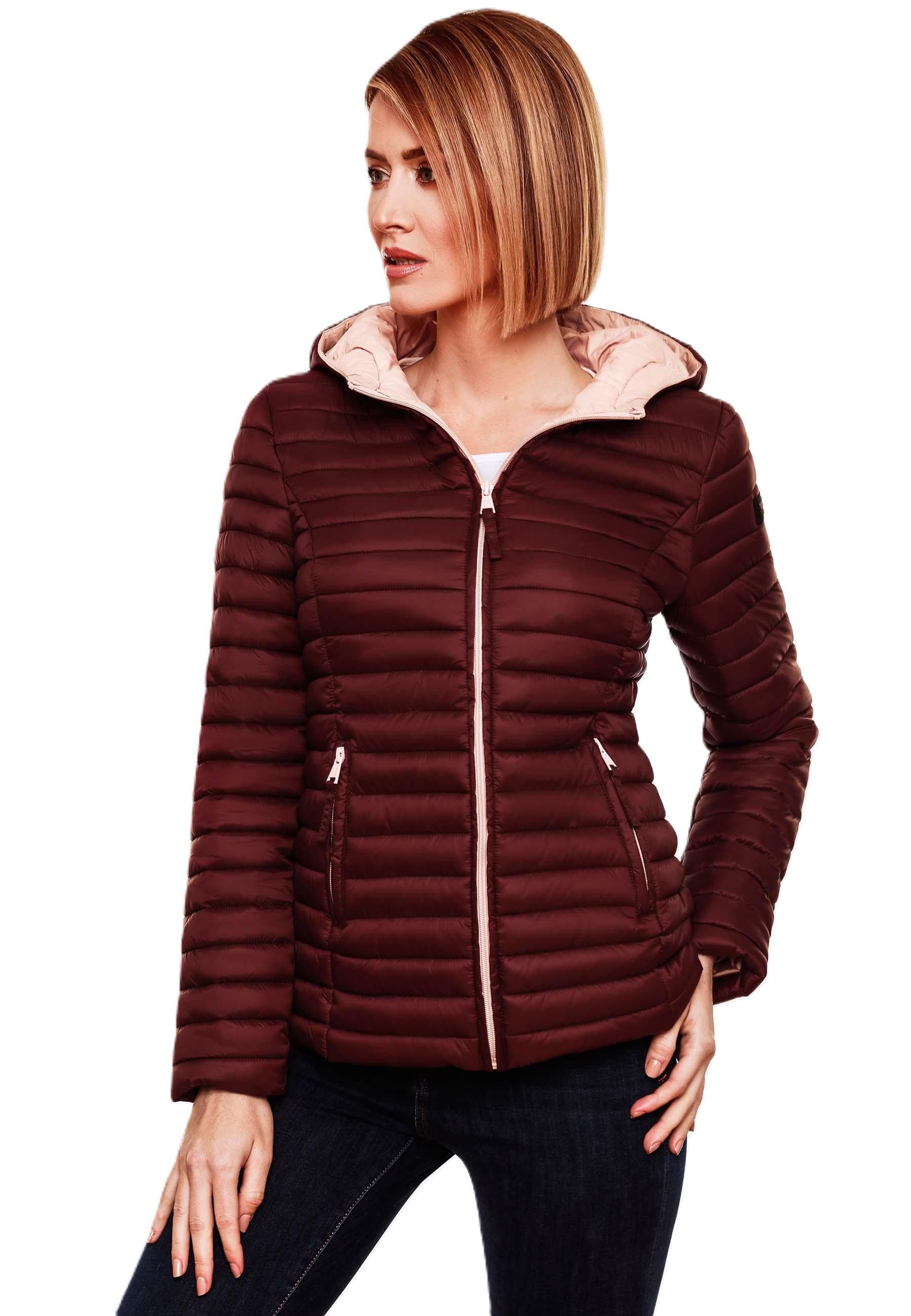 Marikoo Steppjacke Marikoo Asraa Damen Steppjacke B857 Übergangsjacke mit kontrastfarbendem Reißverschluss