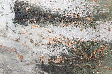 YS-Art Gemälde Ruhe vorm Sturm, Abstrakte Bilder, Abstraktes Leinwand Bild Handgemalt Grün Gold Weiß