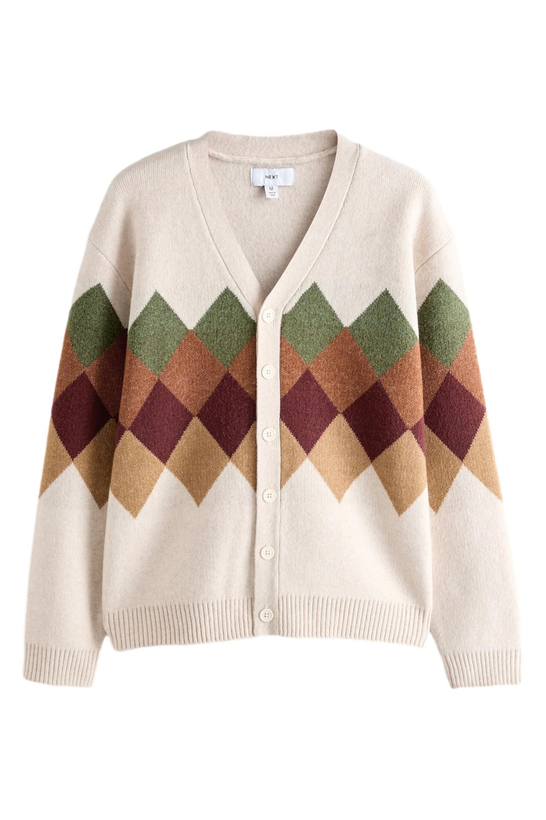 Strickjacke Relaxed Fit Argyle-Strickjacke mit Wollanteil