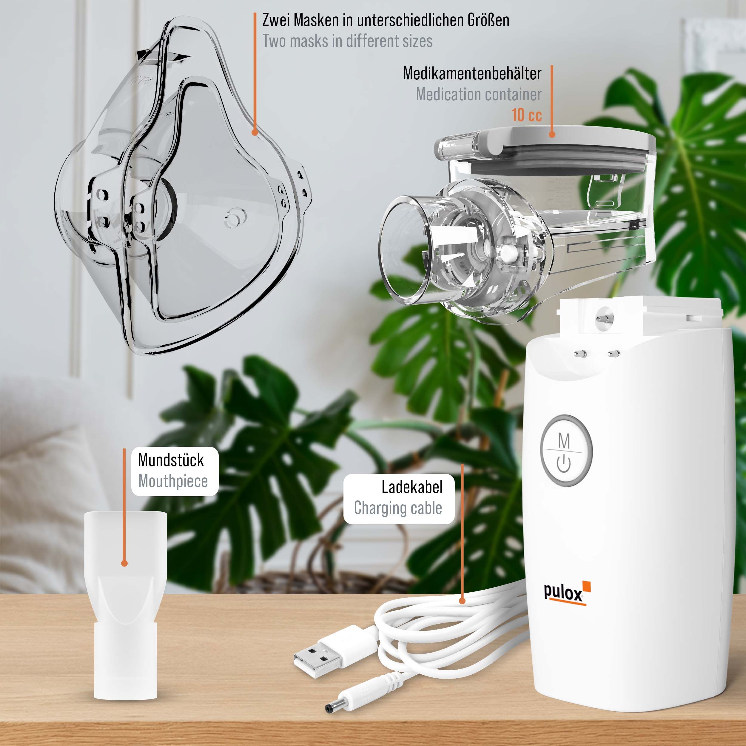pulox Inhalator IN-100 - Elektrischer Nebulizer Vernebler mit Akkubetrieb