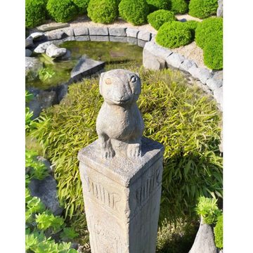 Asien LifeStyle Gartenfigur Chinesisches Tierkreiszeichen Hund Garten Stele Säule China