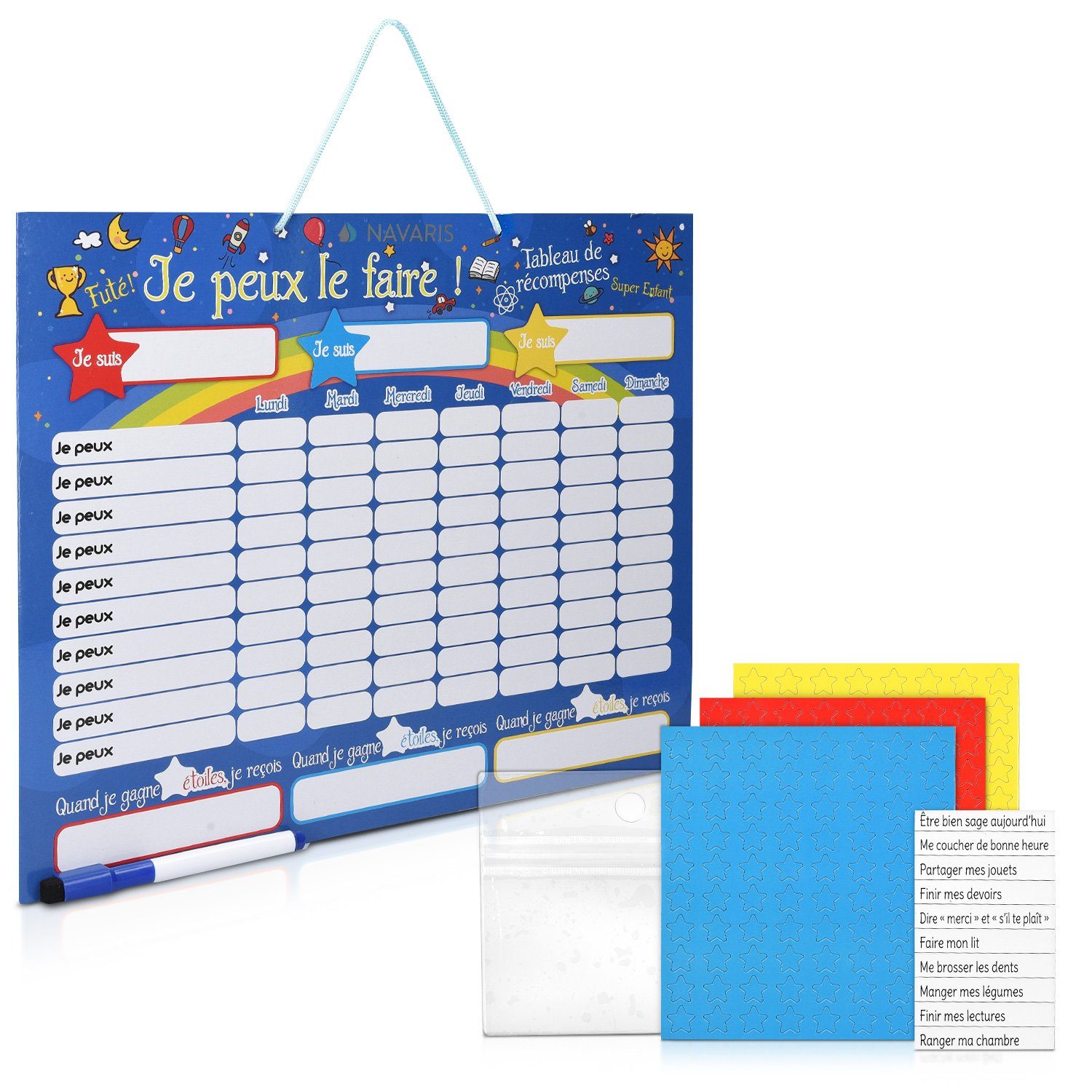 Magnettafel Magnetische Belohnungstafel inkl. Sternchen und Stift - 40x32cm