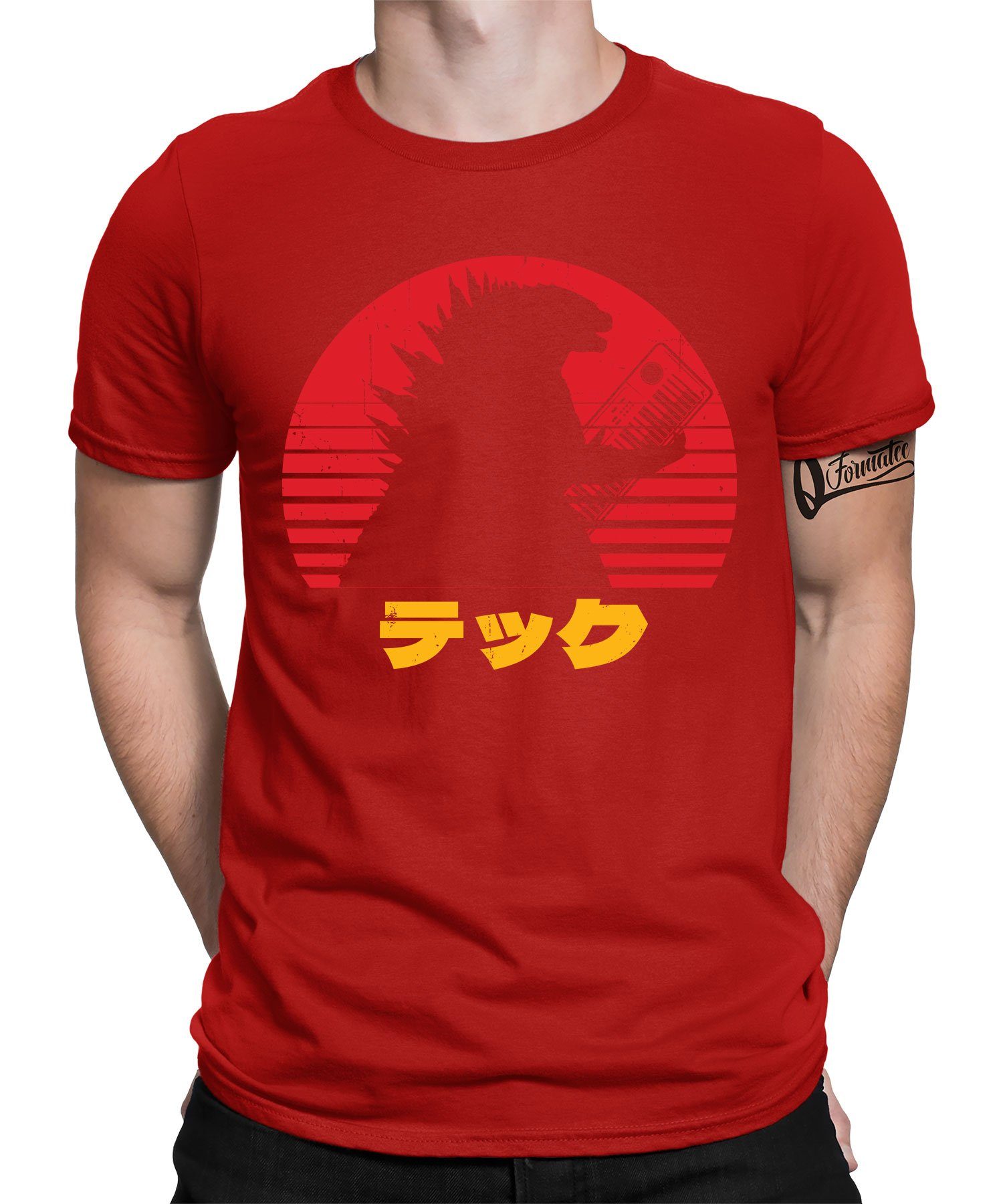 Quattro Formatee Kurzarmshirt ADSR Japan Monster Godzilla - Elektronische Musiker Synthesizer Herren (1-tlg) Rot