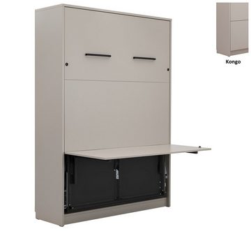 QMM TraumMöbel Schrankbett Klappbett vertikal GN 140x200 mit Schreibtisch (Einzelnes Möbelstück) vertikal klappbar