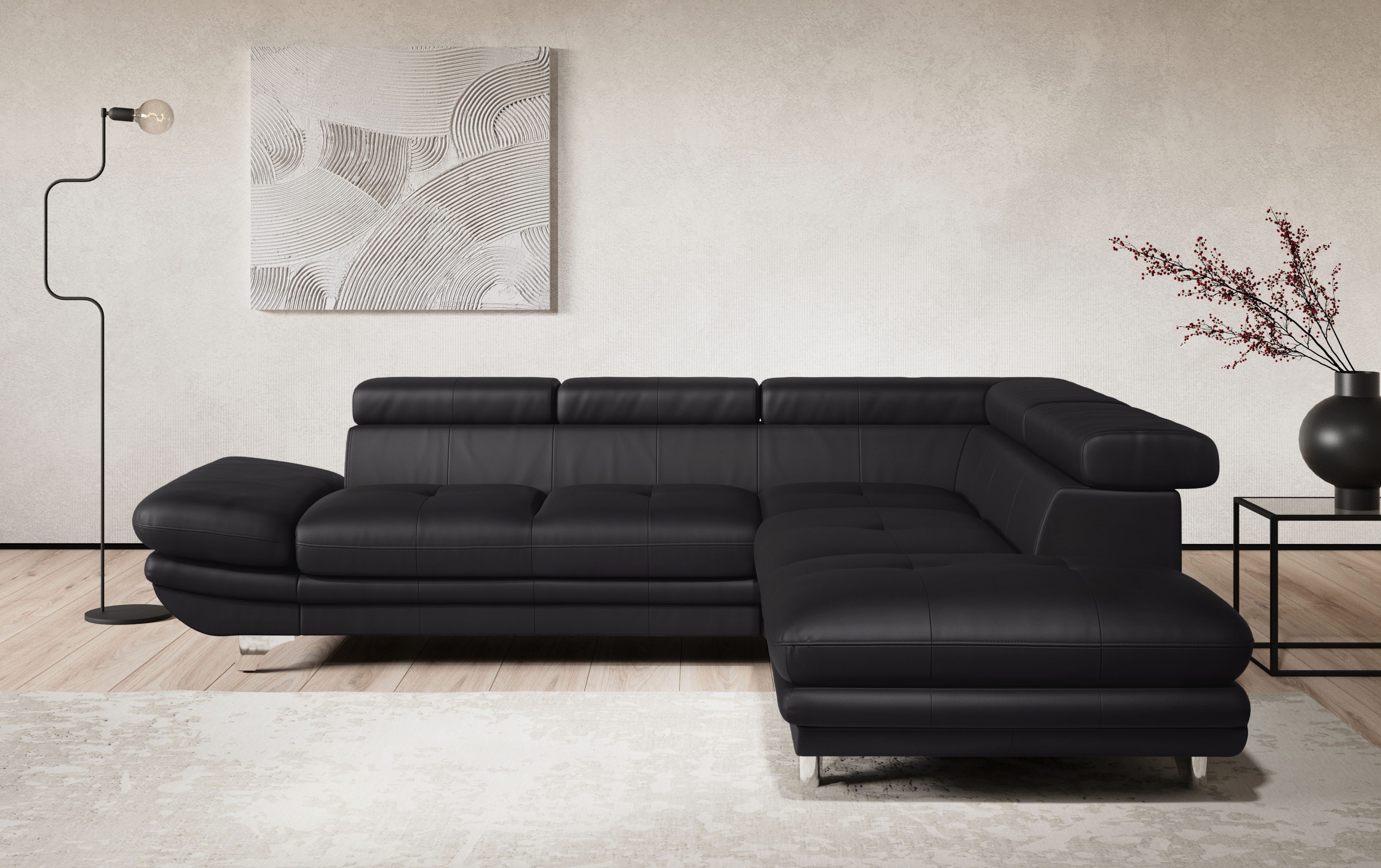 COTTA Ecksofa Enterprise L-Form, mit Arm- & Kopfteilverstellung, wahlweise mit Bettfunktion
