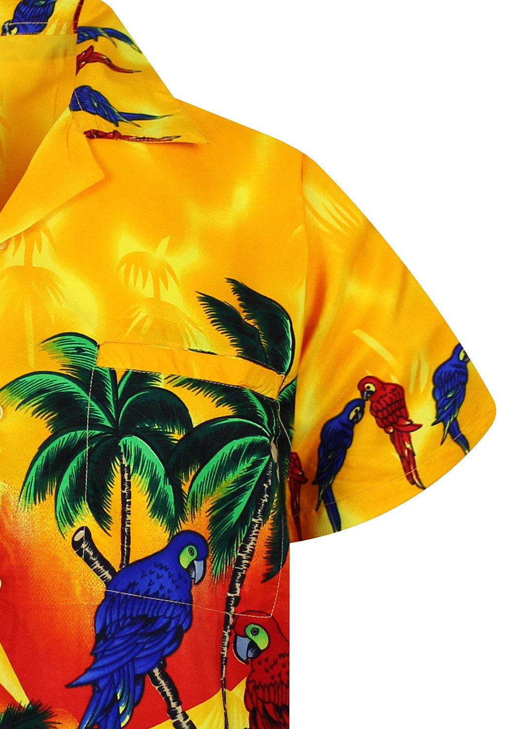 King Kameha Hawaiihemd Parrot Funky Hawaii-Hemd Herren Kurzarm Front-Tasche Stylish Unisex – Bild 4 von 5