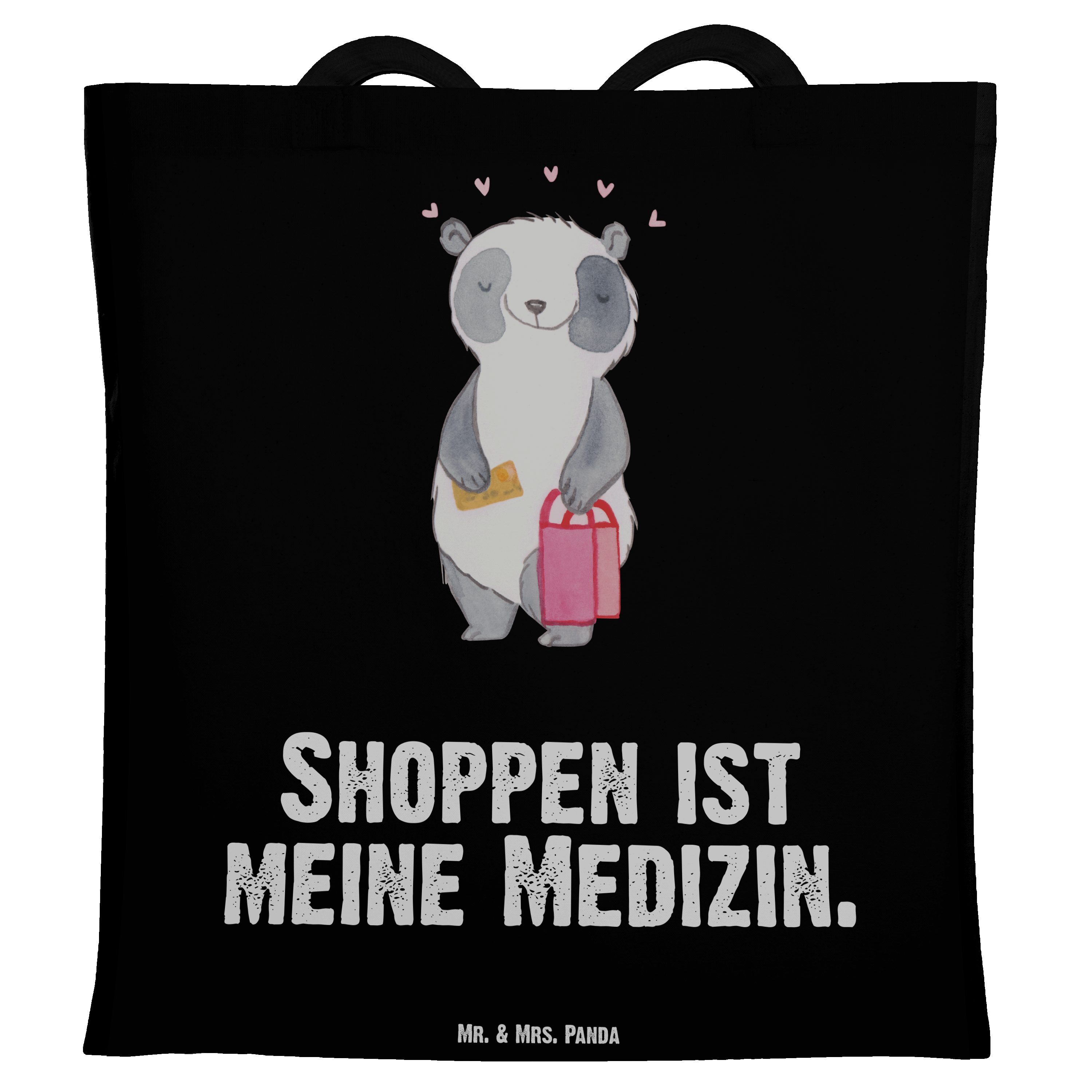 Mr. & Mrs. Panda Tragetasche Panda Shopping Medizin - Schwarz - Geschenk, Beuteltasche, shoppen, E (1-tlg)