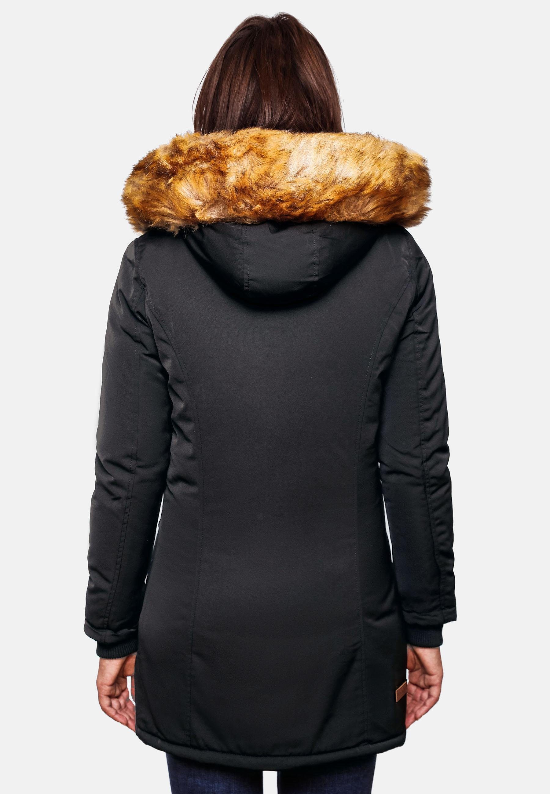 Marikoo Wintermantel Karmaa edler Parka mit Kunstfellkapuze