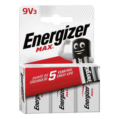 Energizer 3 Stück Max E-Block 9V Batterie, (1.5 V, 3 St)