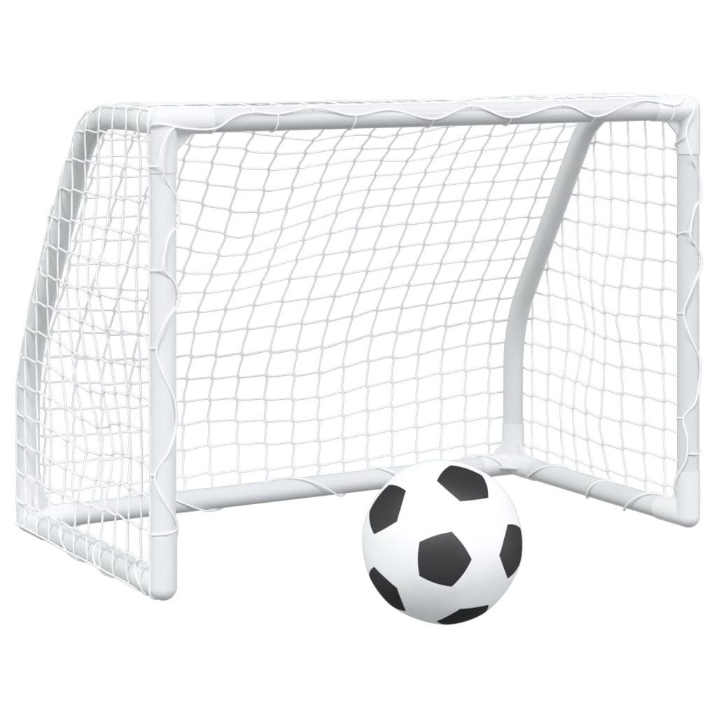 Fußballtor Fußballtore für Kinder 2 Stk mit Ball Weiß 64x35x48 cm Metall