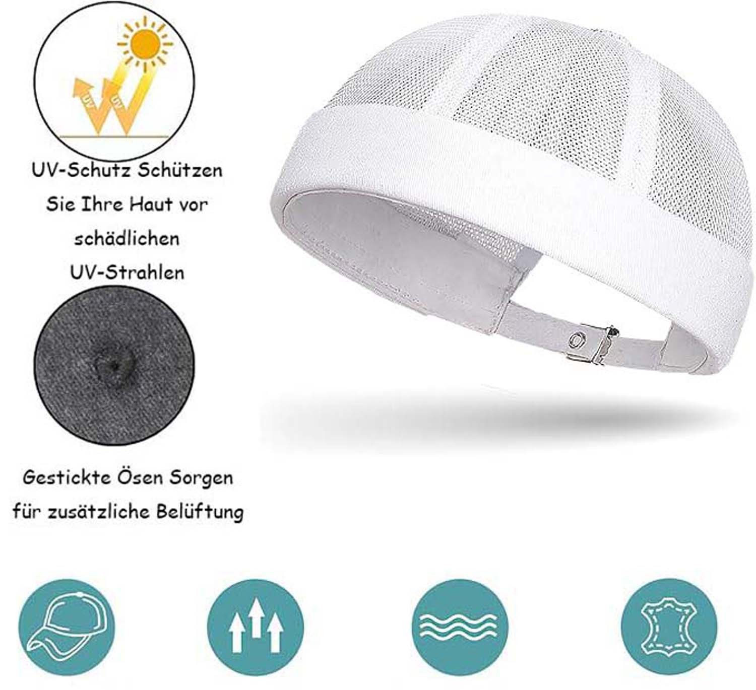 Zaewry Dockermütze Verstellbar Seemannsmütze UV-Schutz Dockermütze Sommer Hafenmütze