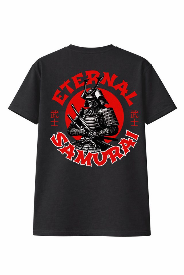 Banco T-Shirt Herren Eternal Samurai Shirt Print (Einzelstück) Hochwertiger "Eternal Samurai" Backprint, japanische Schriftzeichen