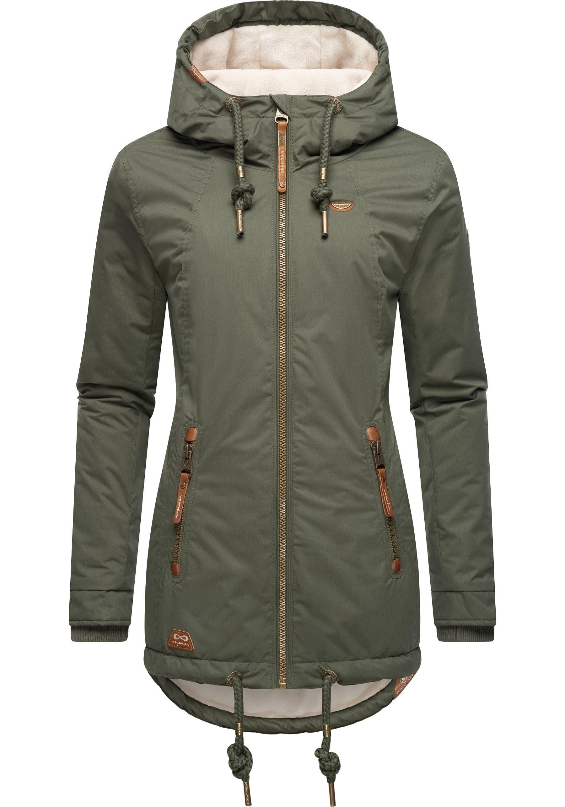 Ragwear Winterjacke Zuzka Winter Wasserdichter Winterparka mit Teddyfleece Innenfutter