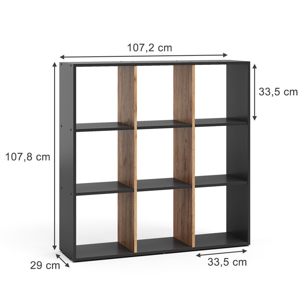 Vicco Raumteiler Nove, Anthrazit/Goldkraft Eiche, 107.2 günstig online kaufen
