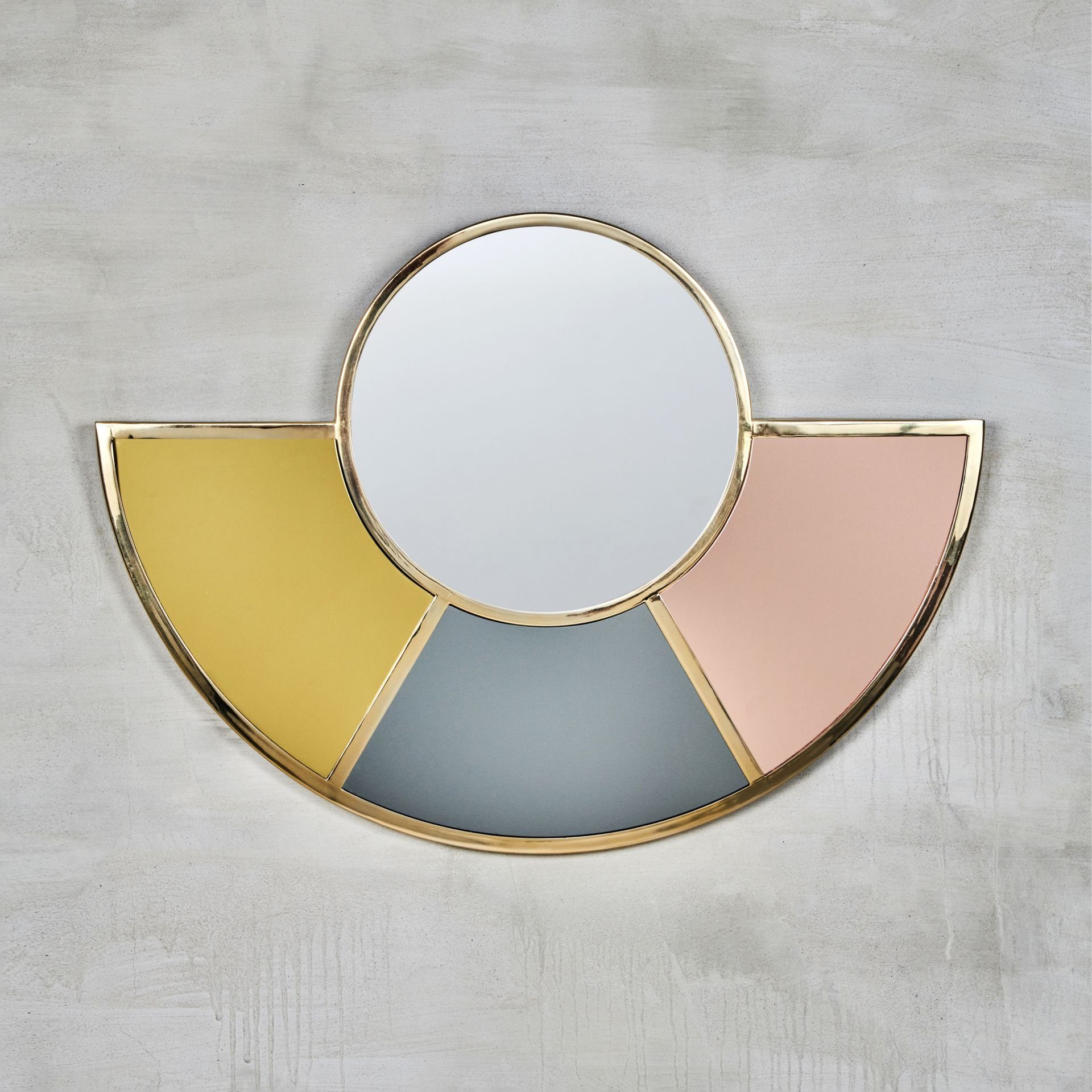 carla&marge Dekospiegel Falabelle, Spiegel mit gefärbtem Glas und Eisenrahmen in Gold