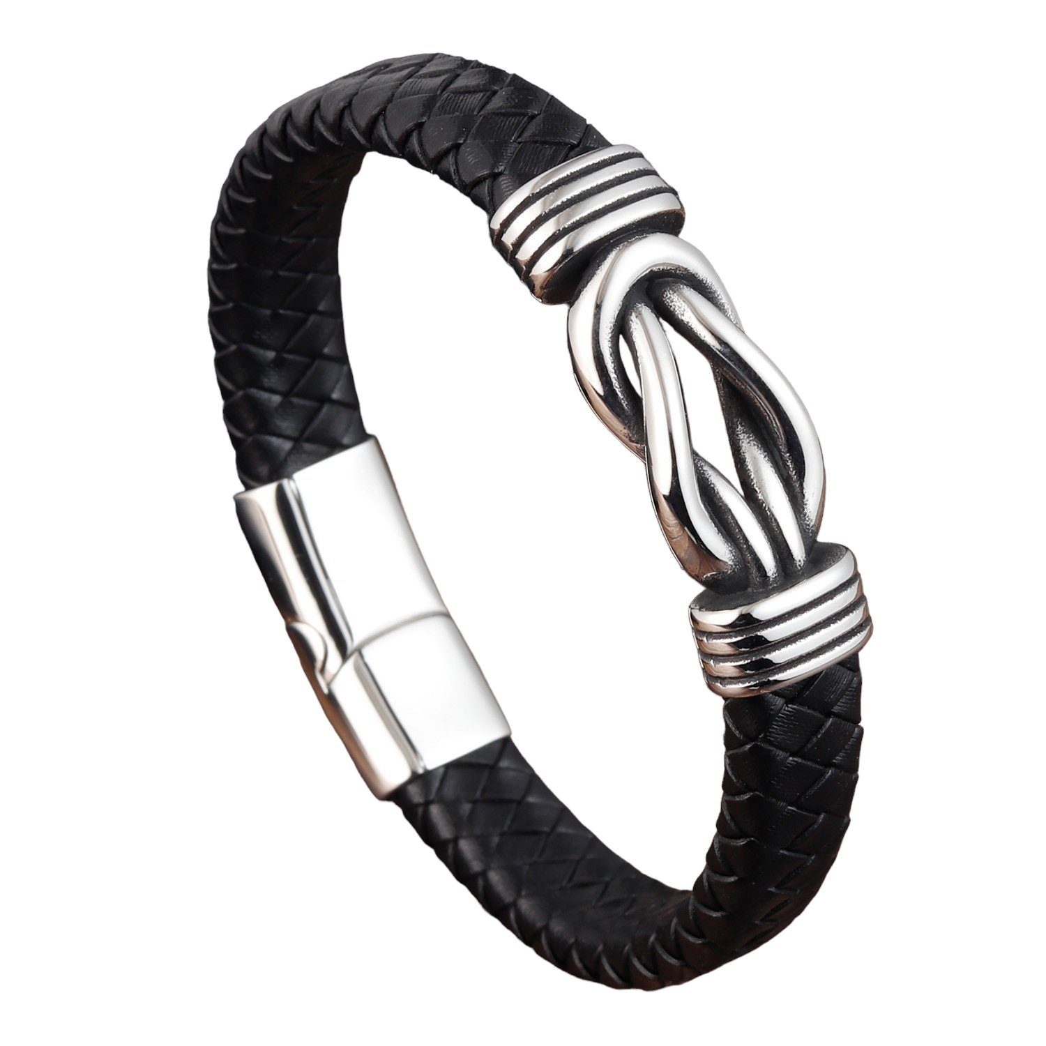 Karisma Schmuck Lederarmband Herren Magnet Freundschaft/Frieden Männerschmuck Verschluss 21cm LBS207, Edelstahl