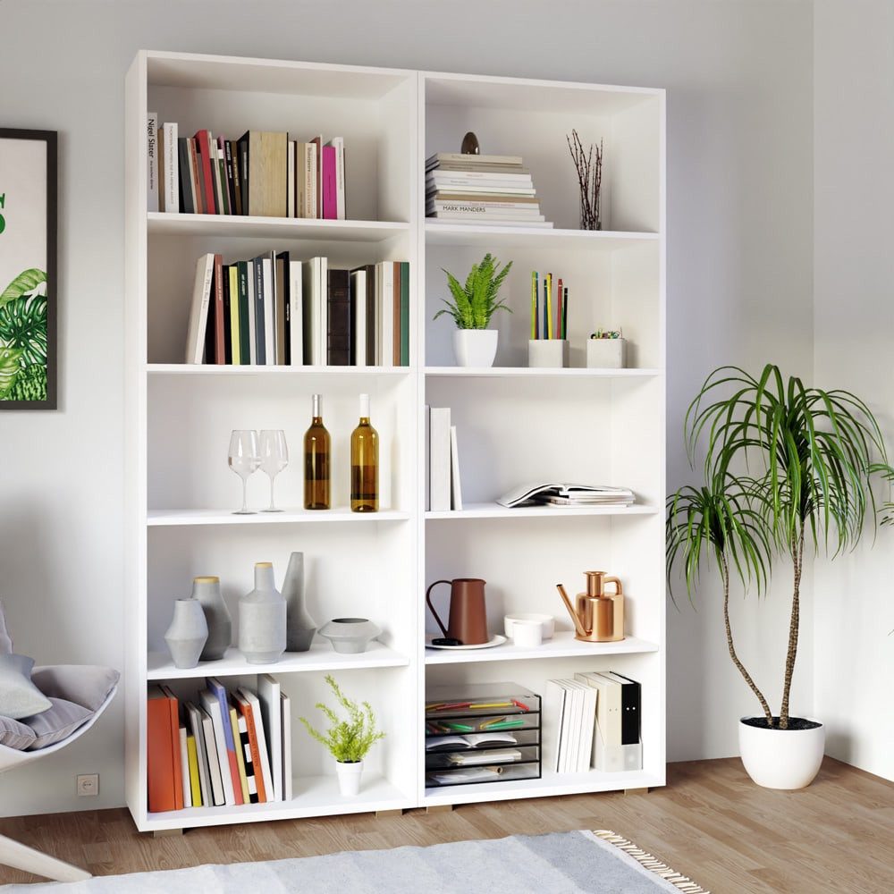 Casaria Bücherregal Vela, Weiß Holz 5 Fächer 190x60x28cm Wand Standregal Bü günstig online kaufen