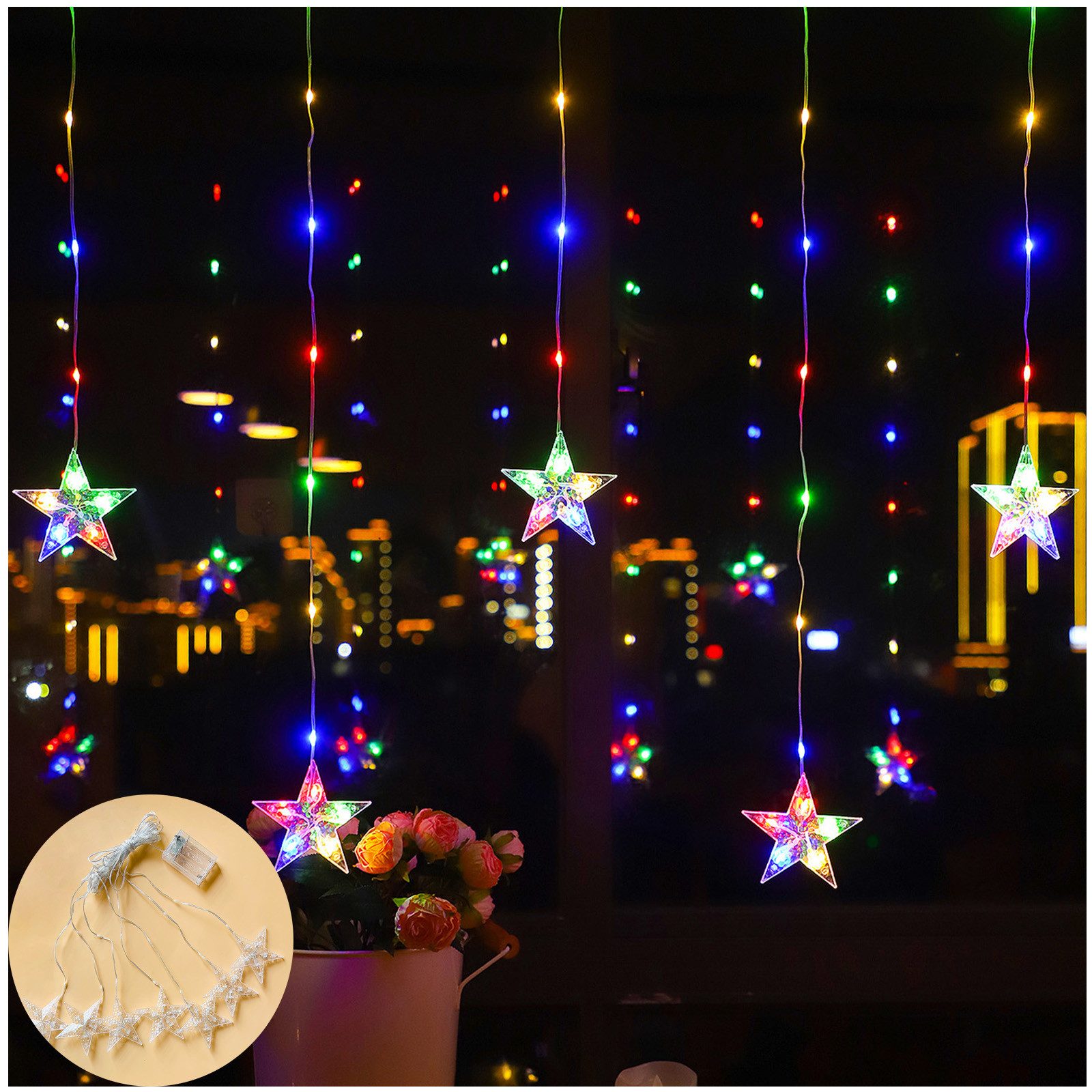 LED-Lichterkette 82 Led Lichtervorhang Ramadan Eid Islam Fest Deko lichterketten