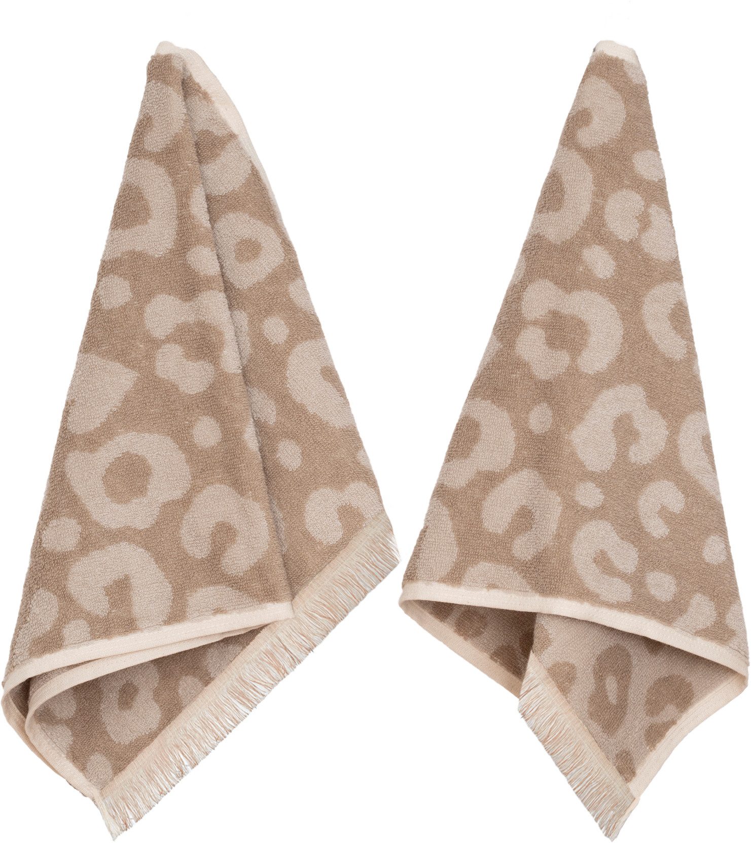 PAD Gästehandtücher LEO, 30x50 cm, Frottier (Set, 2-St), Leo-Design, Jacquard-Webung, weich und saugstark, mit Fransen
