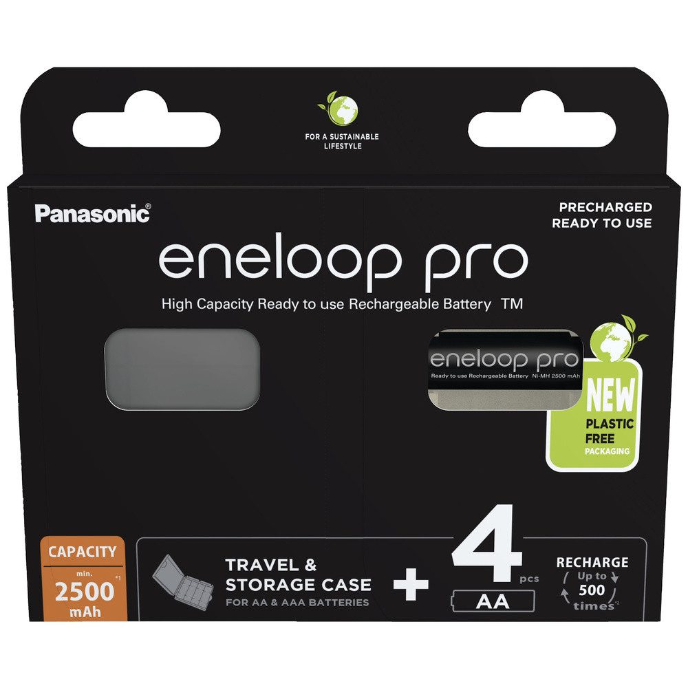 eneloop eneloop eneloop pro HR06 +Box Mignon (AA)-Akku NiMH 2500 mAh 1.2 V 4 S Batterie, (1.20 V)