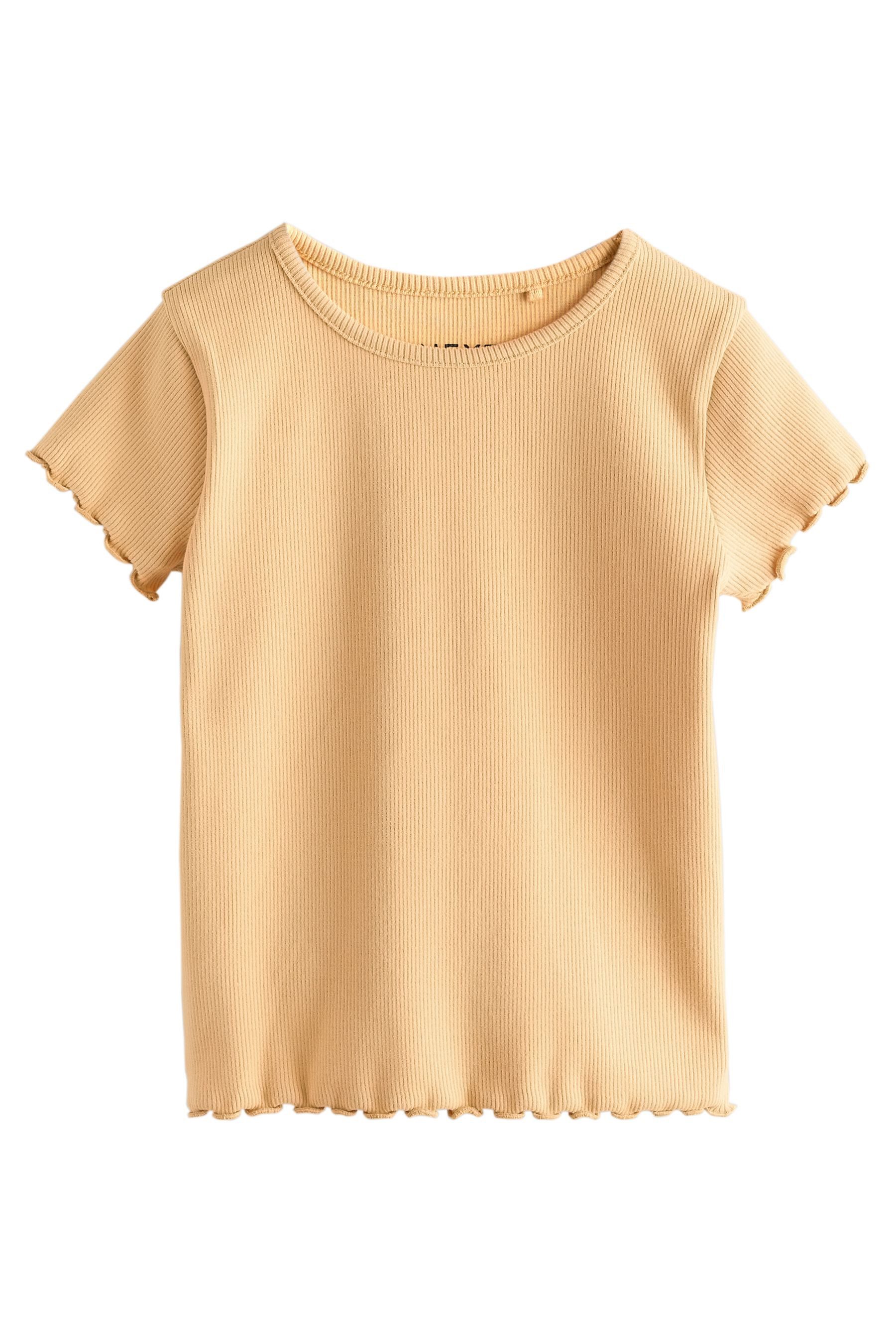 T-Shirt Gerippte kurzärmelige Oberteile, 5er-Pack